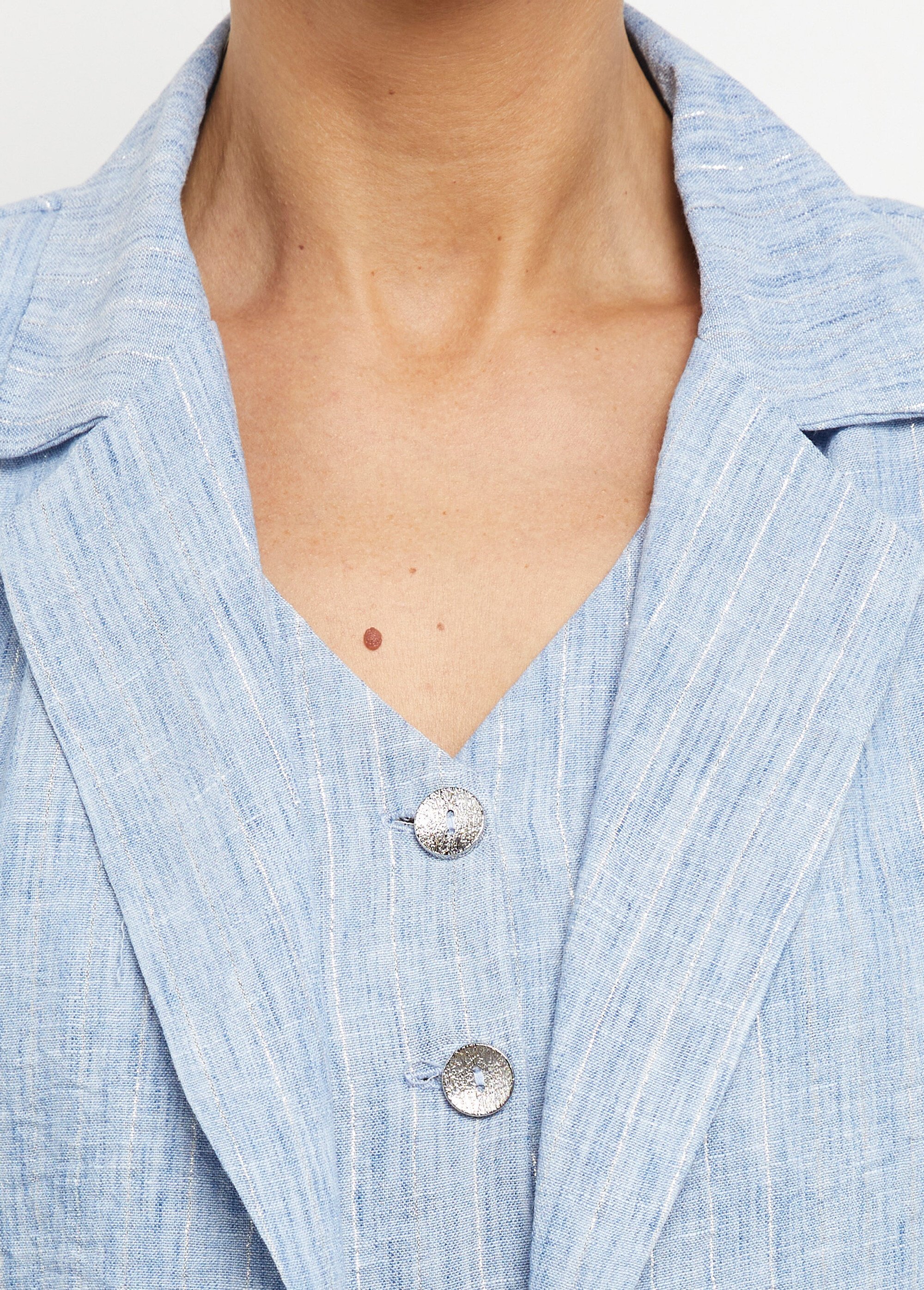 Veste tailleur rayée, aspect irrégulier Femme Bleu MOD-VEKOURA DE2