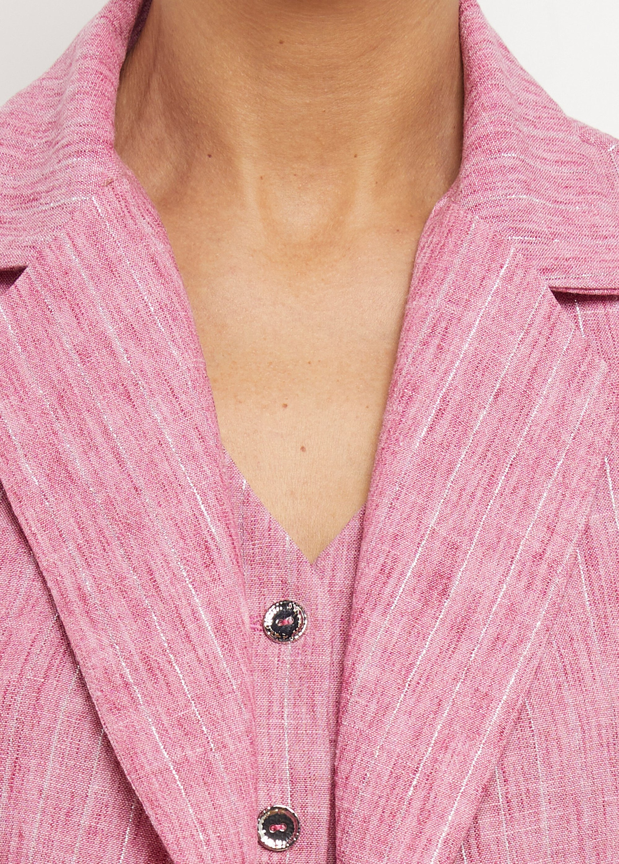 Veste tailleur rayée, aspect irrégulier Femme Rose MOD-VEKOURA DE2