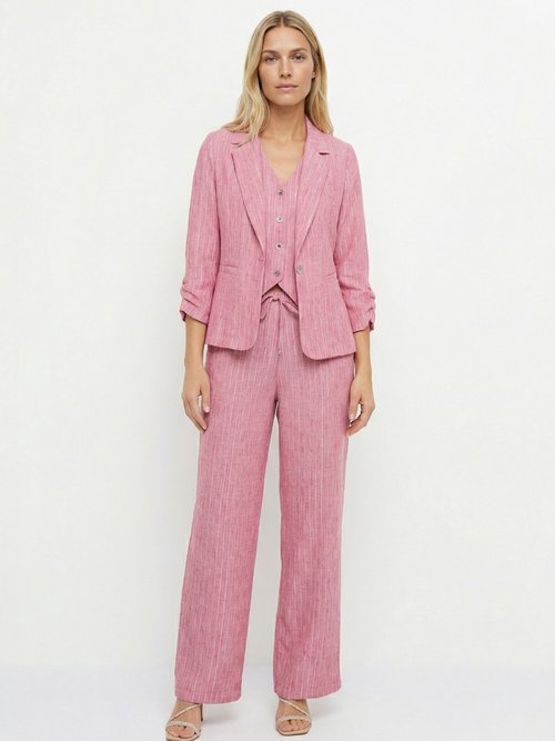 Veste tailleur rayée, aspect irrégulier Femme Rose MOD-VEKOURA SF1