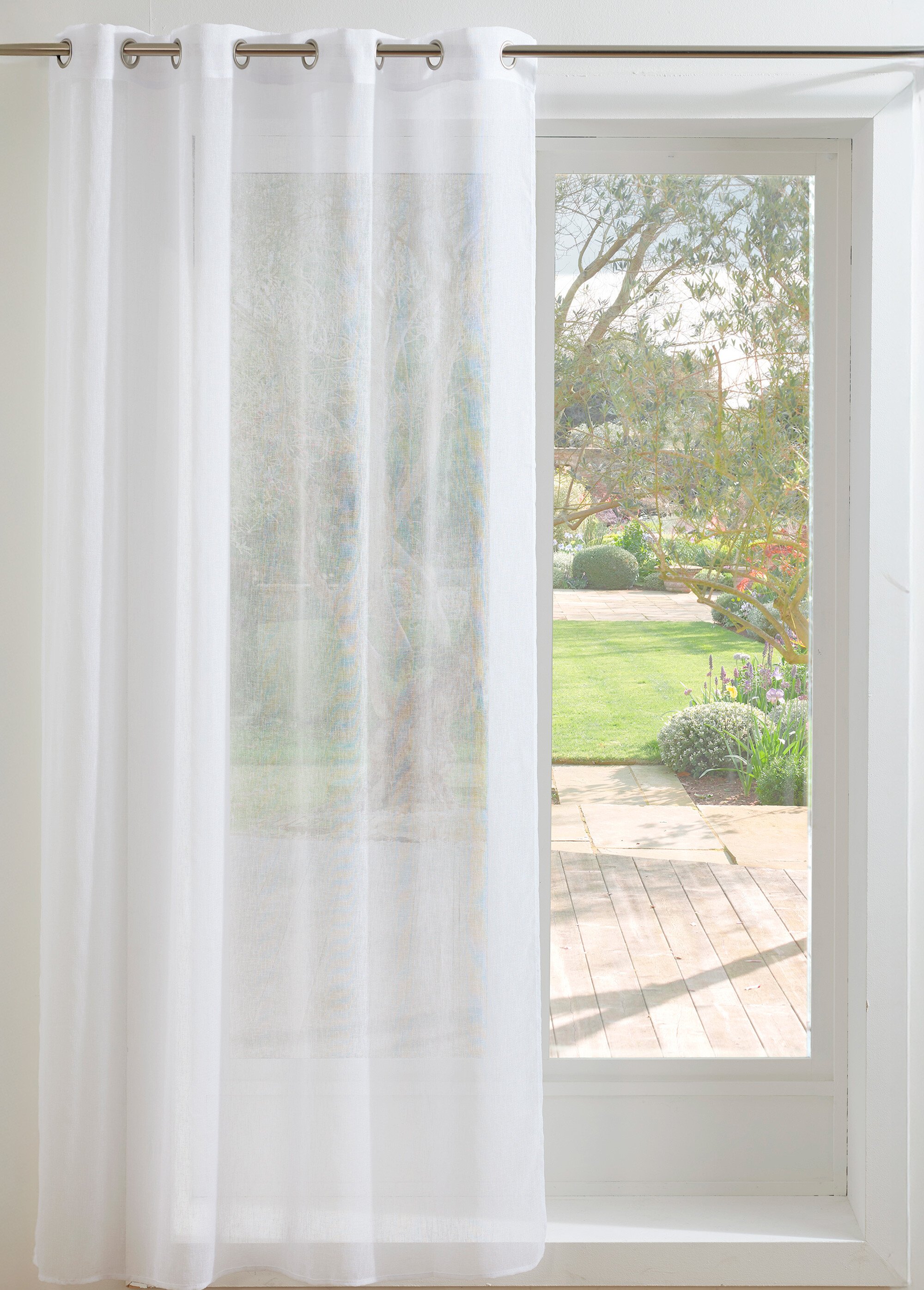 Voilage uni prêt à poser 140 x 240 cm Blanc RODRIGUE FA1