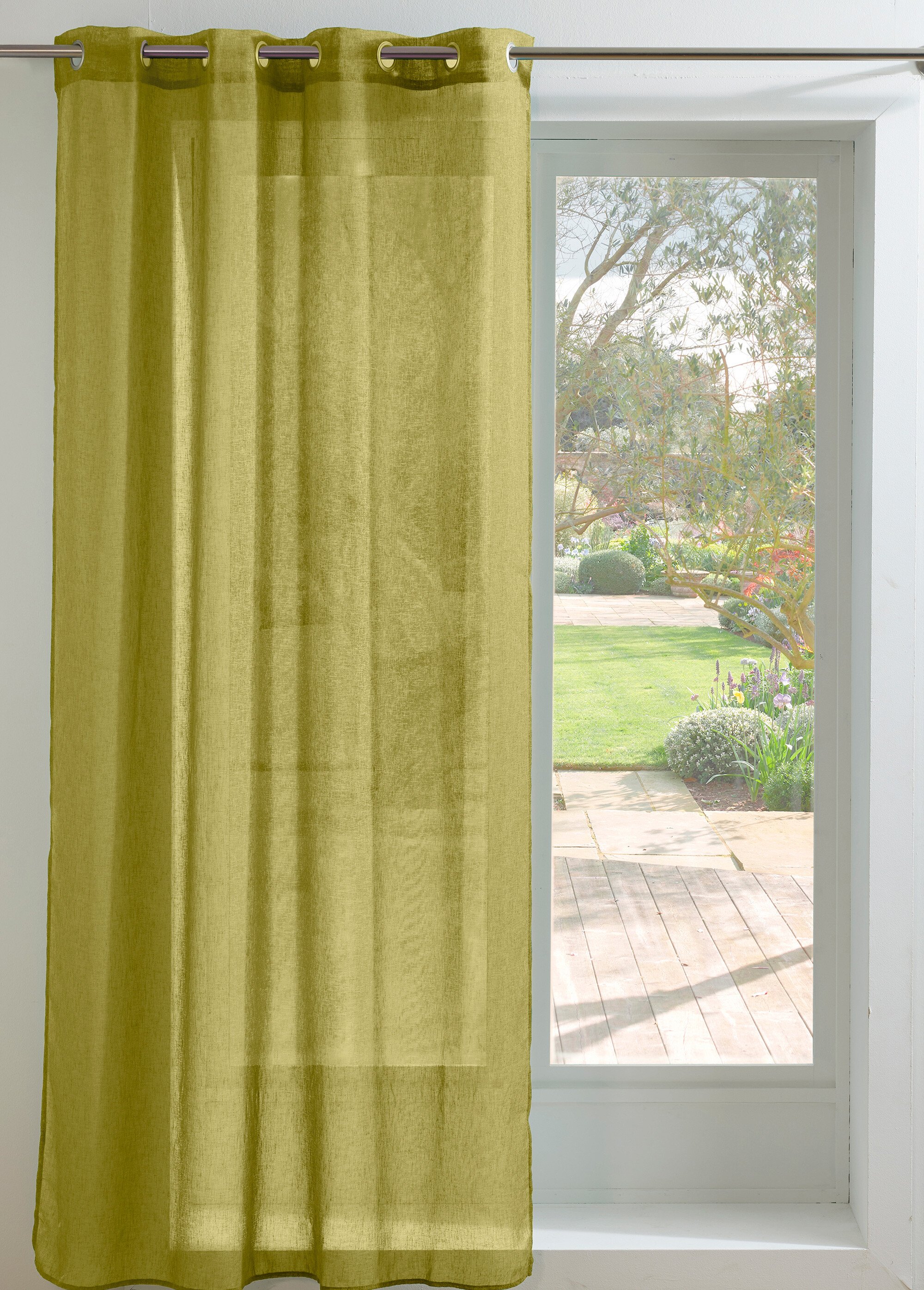 Voilage uni prêt à poser 140 x 240 cm Vert RODRIGUE FA1