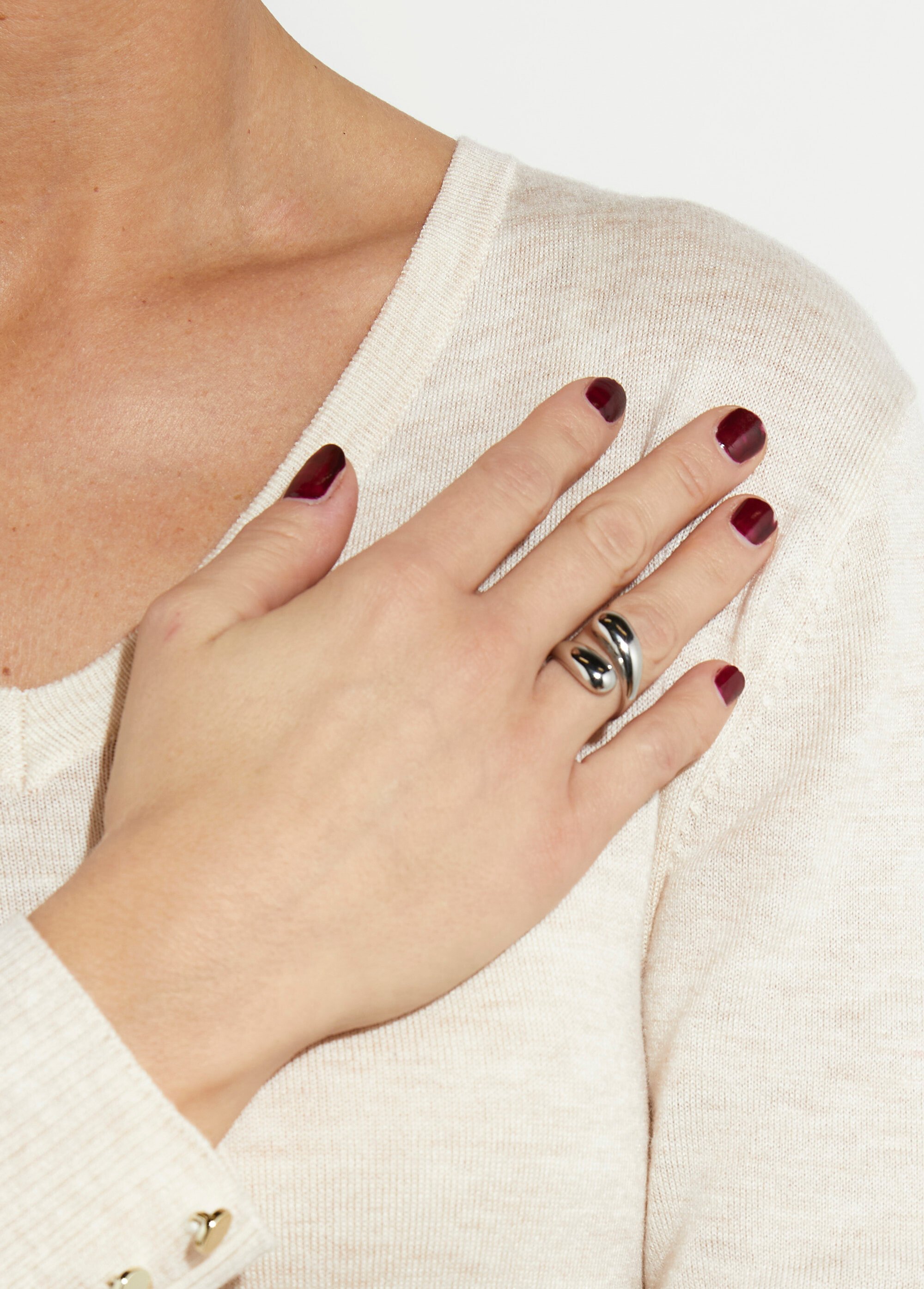 Bague toi et moi stylisé acier inox gris