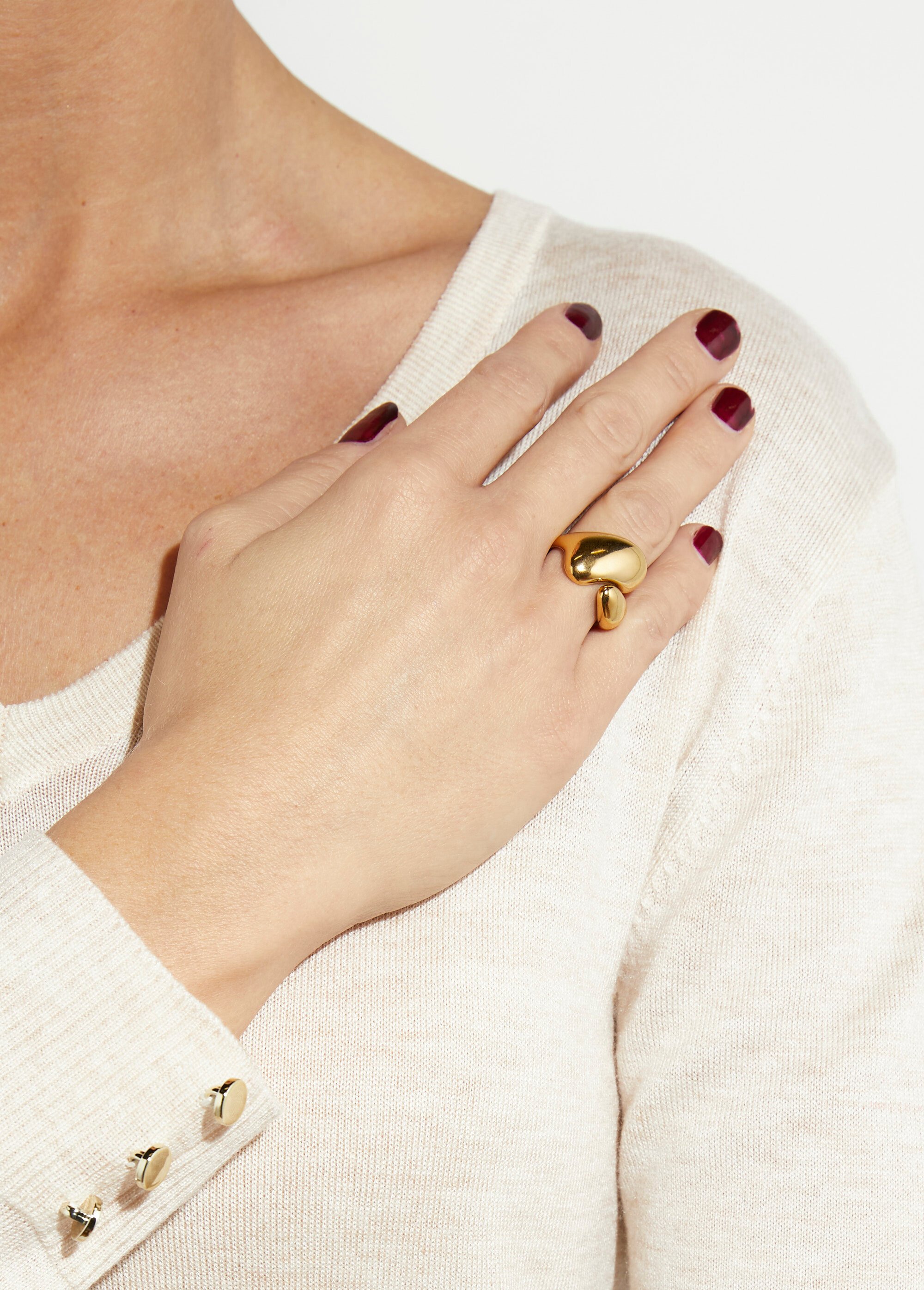 Bague toi et moi stylisé en acier inox Doré ELL-XBA-1183 FA1