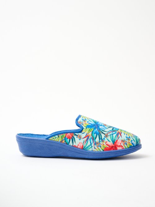 Chaussons mules largeur confort imprimés Femme Bleu OUISTITI DR2