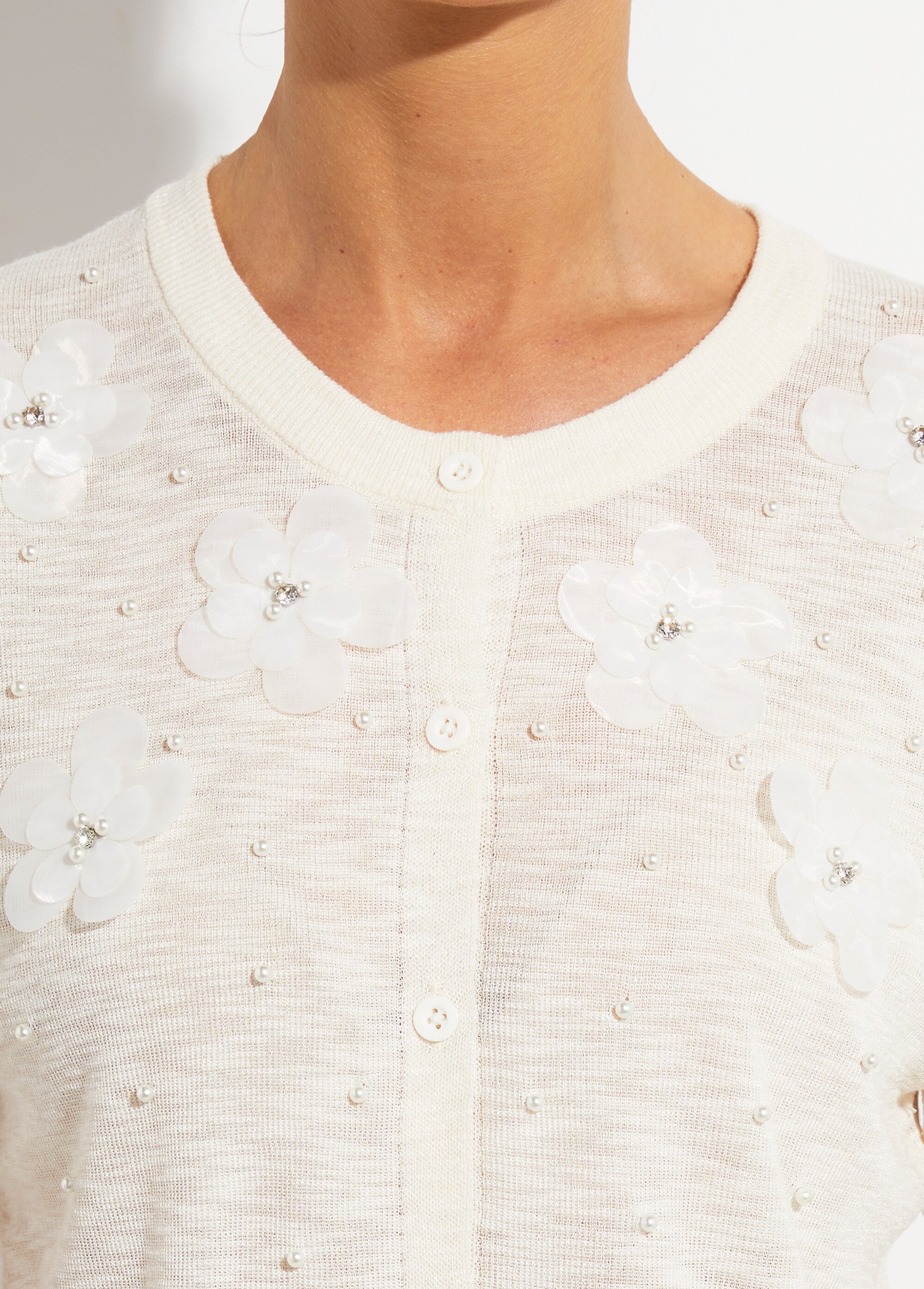 Gilet maille effet flammé applications strass