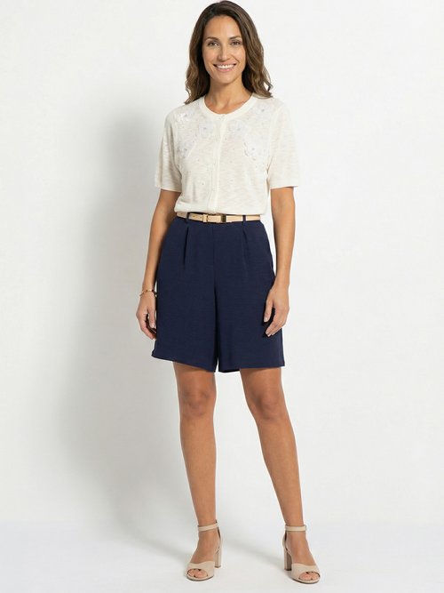 Gilet maille effet flammé applications strass Femme Beige MARYLINE SF1