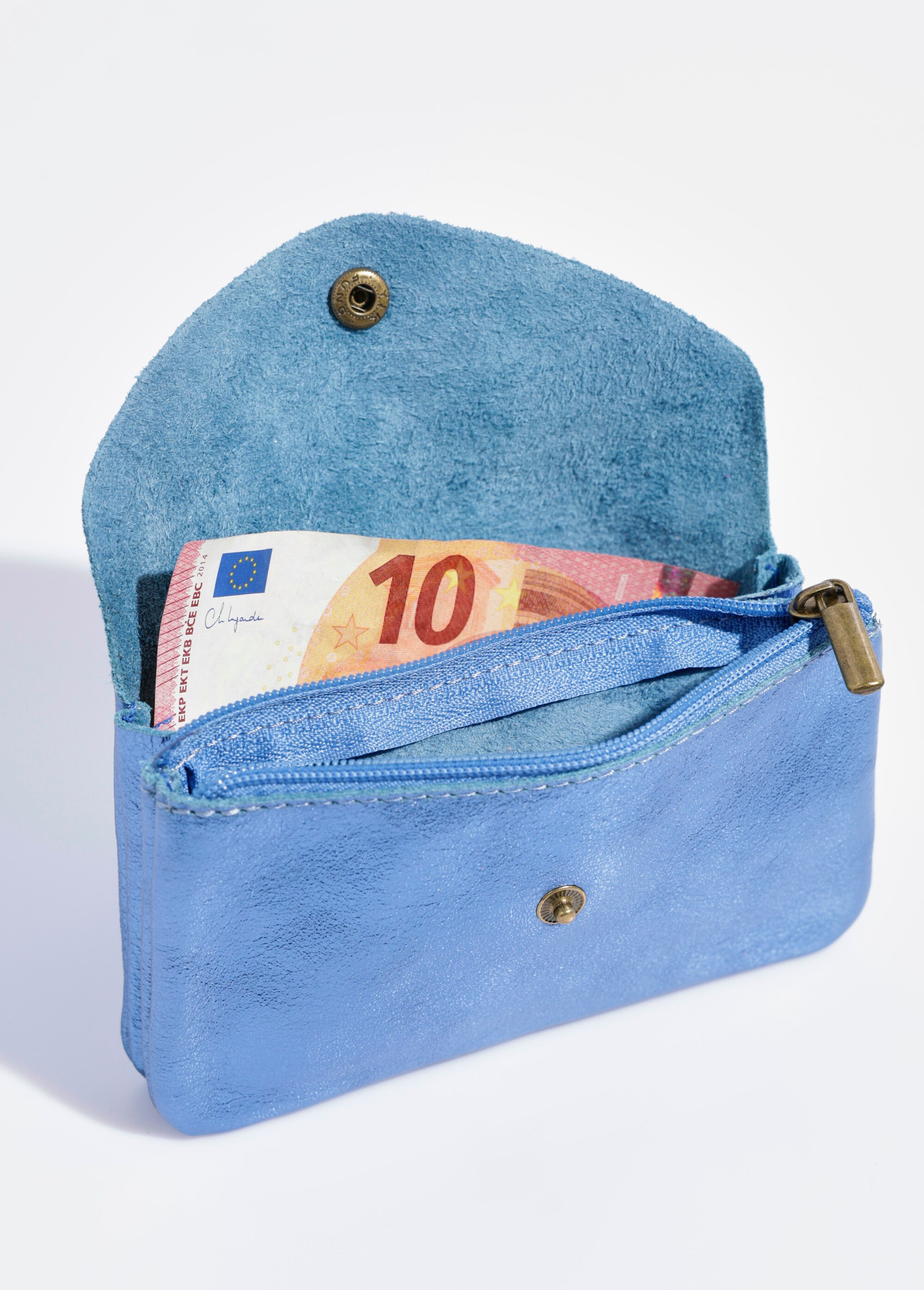 Grand porte-monnaie en cuir brillant Femme Bleu AE-FLZE8002 DE2