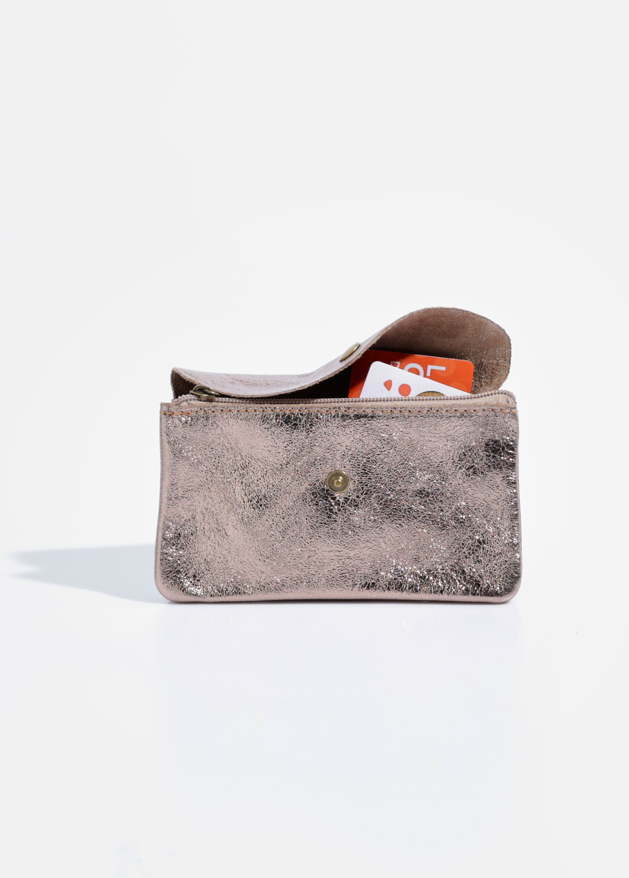 Grand porte-monnaie en cuir brillant Femme Doré AE-FLZE8002 DE1