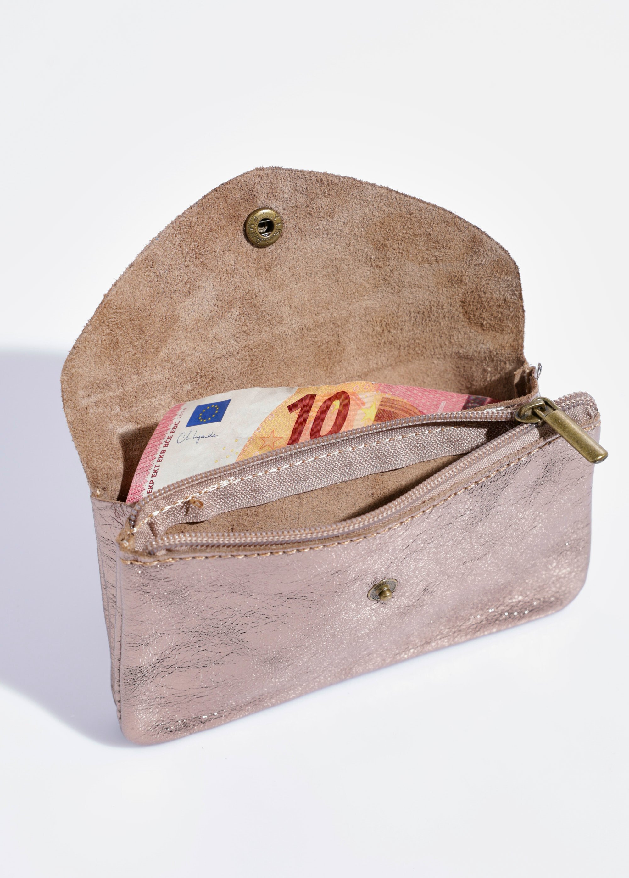 Grand porte-monnaie en cuir brillant Femme Doré AE-FLZE8002 DE2