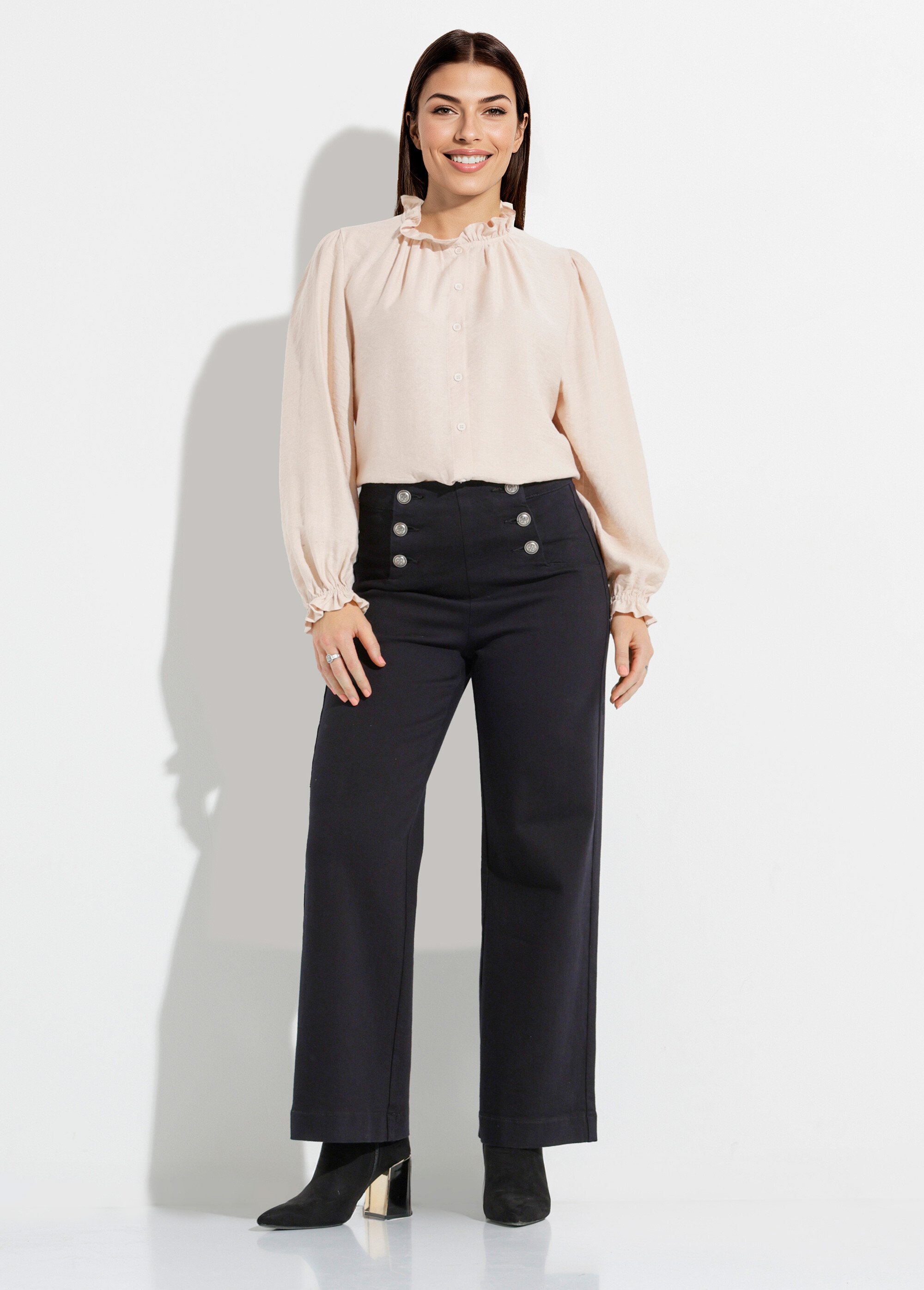 Jean avec boutons métal, spécial PETITE Femme Noir OR-JEAJD413 SF1