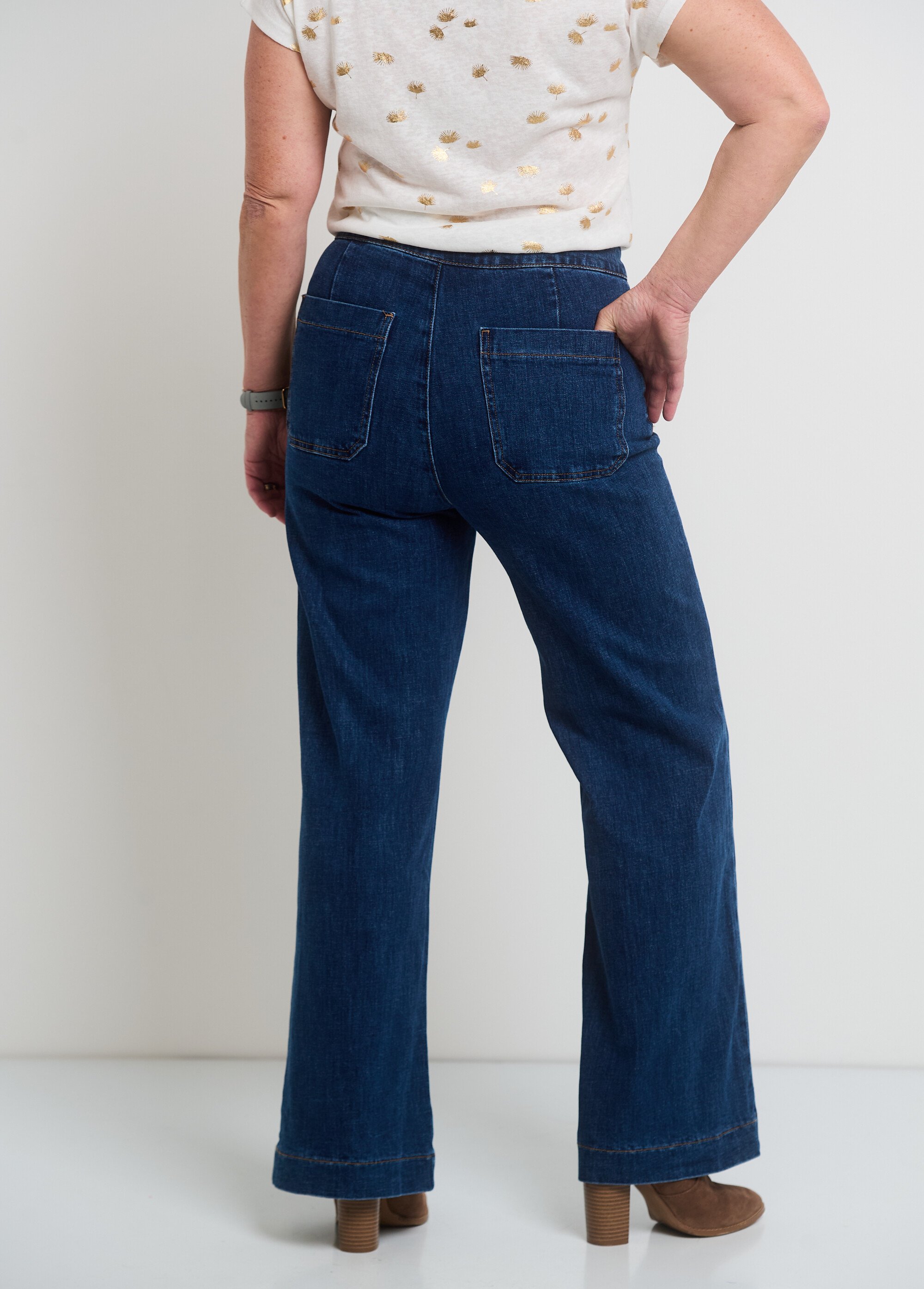 Jean avec boutons métal, spécial PETITE Femme Bleu OR-JEAJD413 DO1