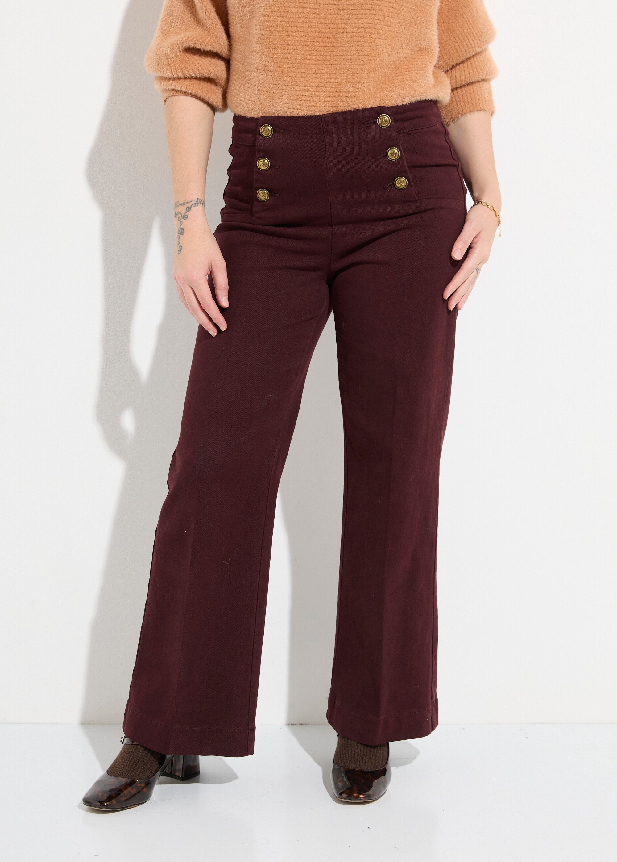 Jean avec boutons métal, spécial PETITE Femme Rouge OR-JEAJD413 FA1