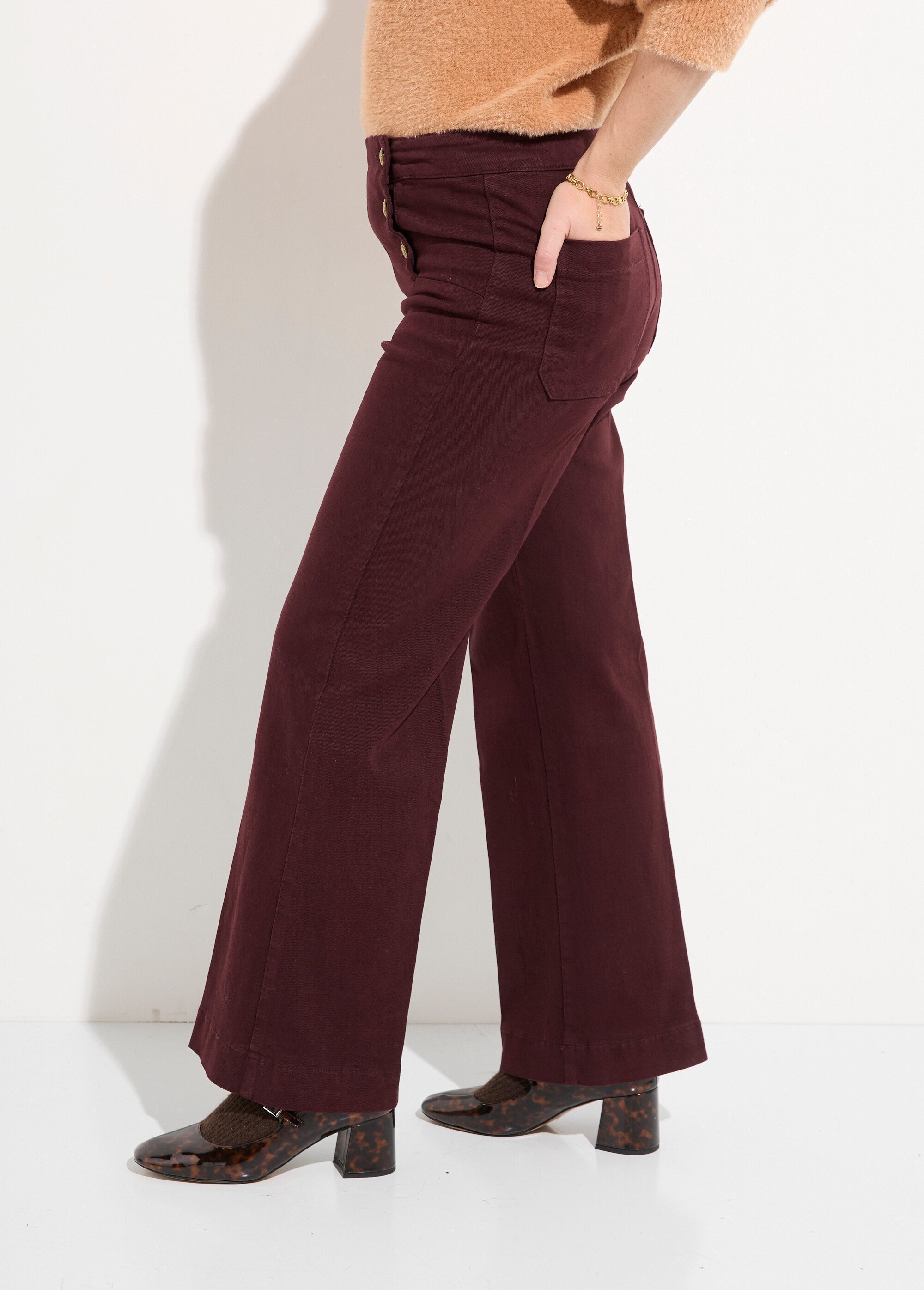 Jean avec boutons métal, spécial PETITE Femme Rouge OR-JEAJD413 GA1