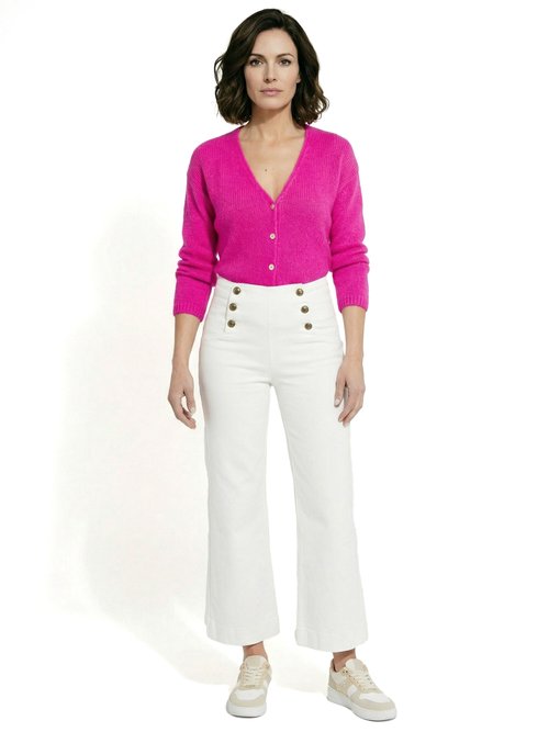 Jean avec boutons métal, spécial PETITE Femme Blanc OR-JEAJD413 SF1