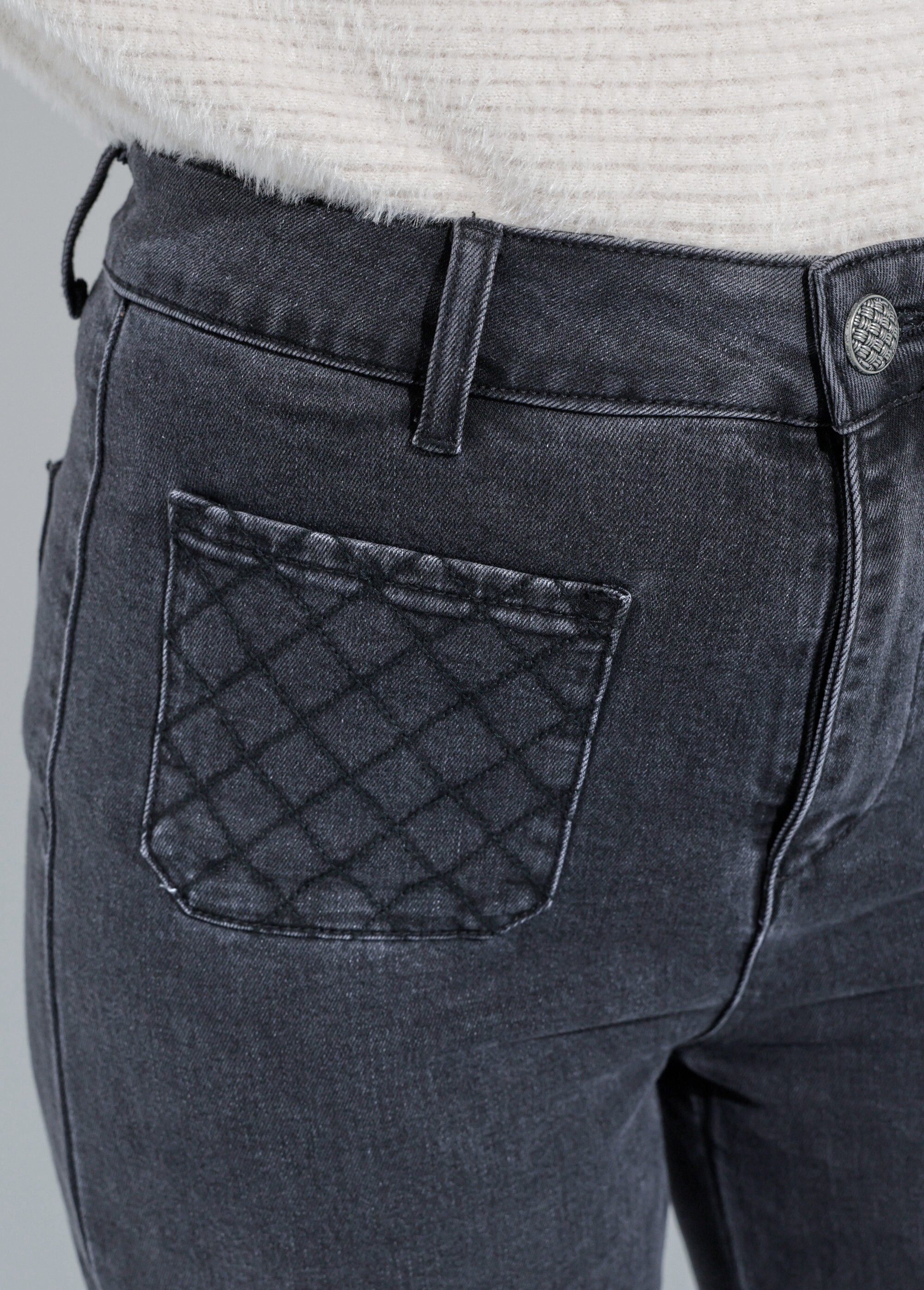 Jean flare à poches, spécial PETITE Femme Gris OR-JEAJD517H DE1