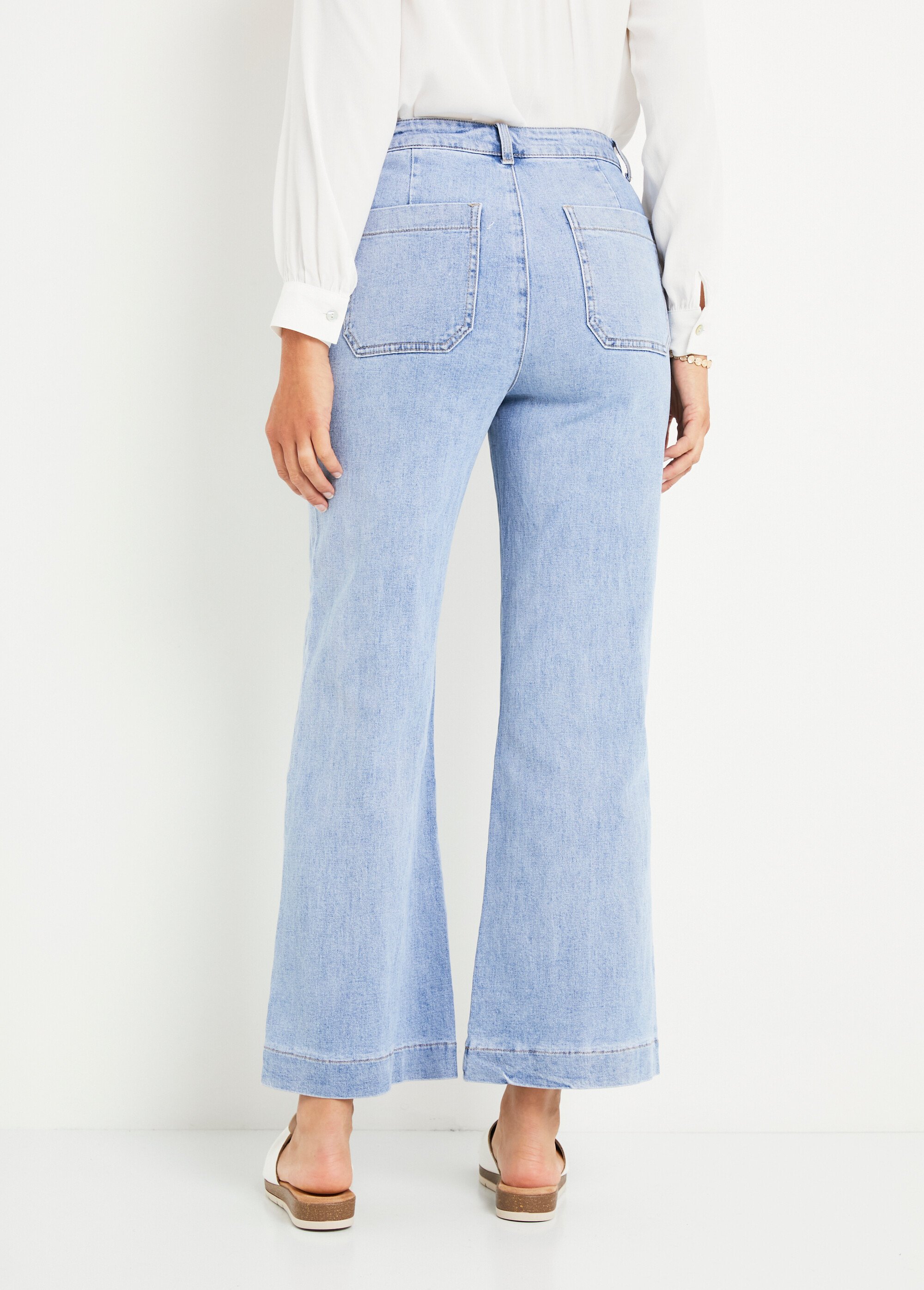 Jean flare extensible poches plaquées