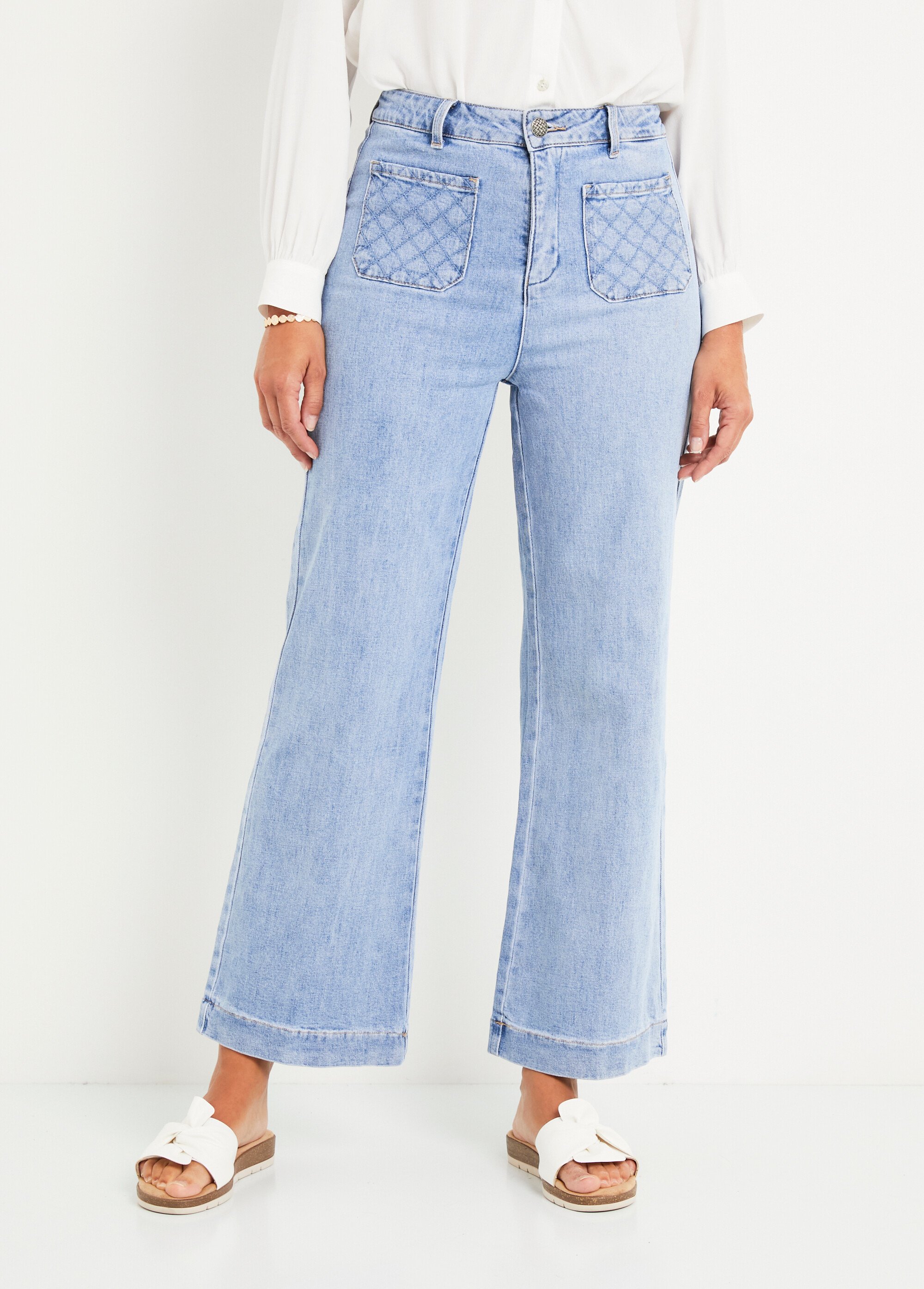 Jean flare extensible poches plaquées