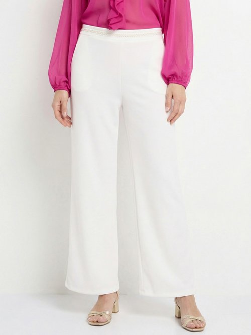 Pantalon maille avec galon à la taille Femme Beige MOD-PANTAGALO FA1