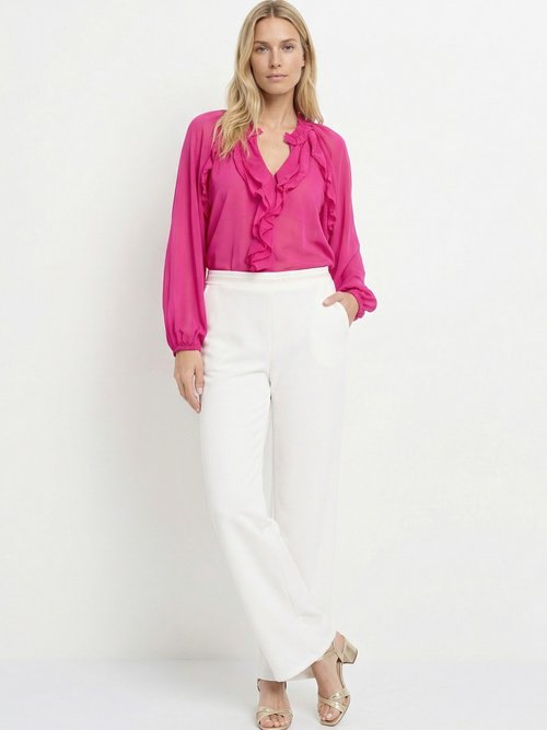 Pantalon maille avec galon à la taille Femme Beige MOD-PANTAGALO MV1