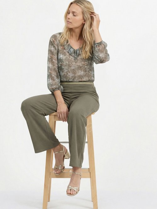 Pantalon maille avec galon à la taille Femme Vert MOD-PANTAGALO MV1