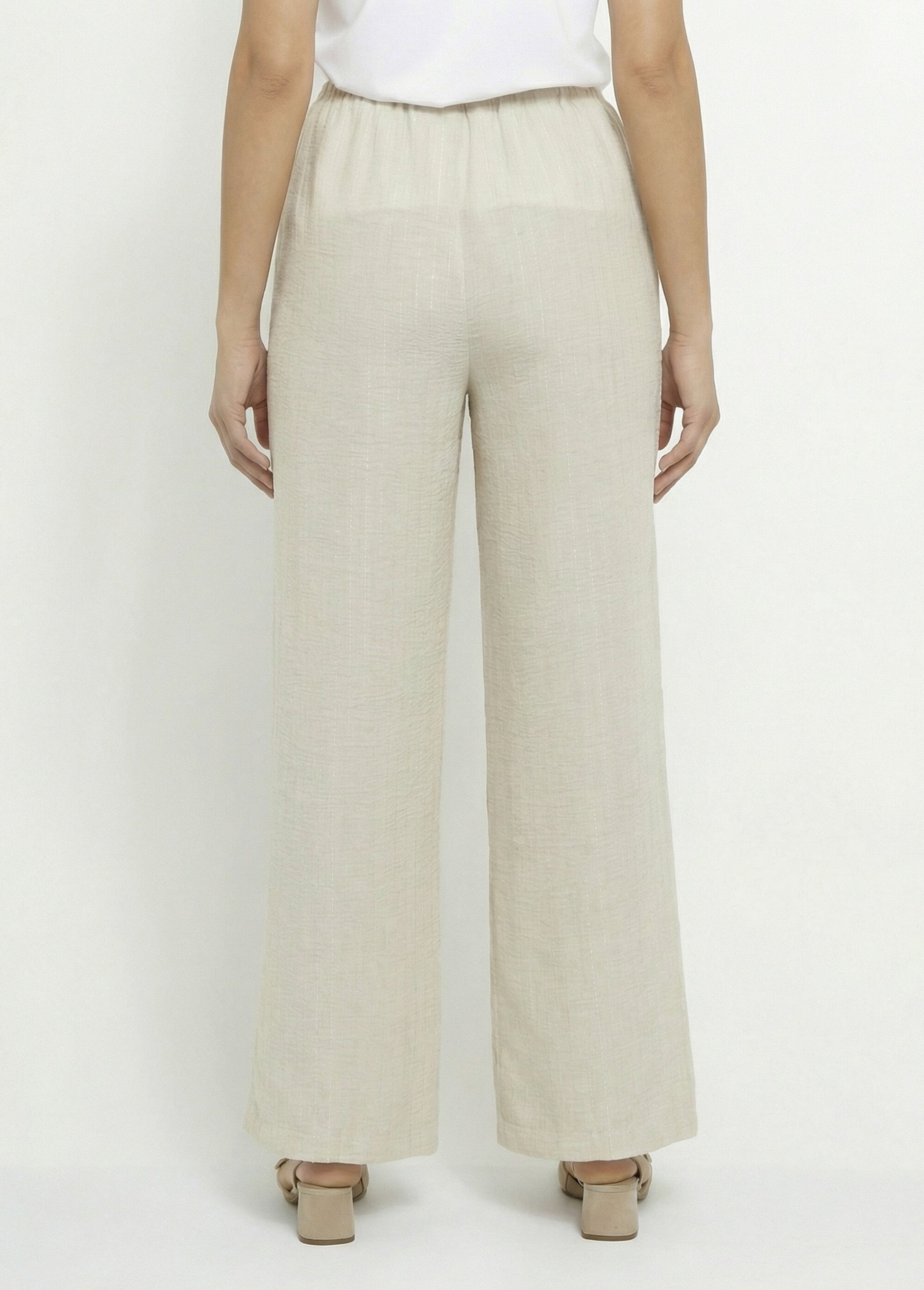 Pantalon tailleur rayé aspect irrégulier