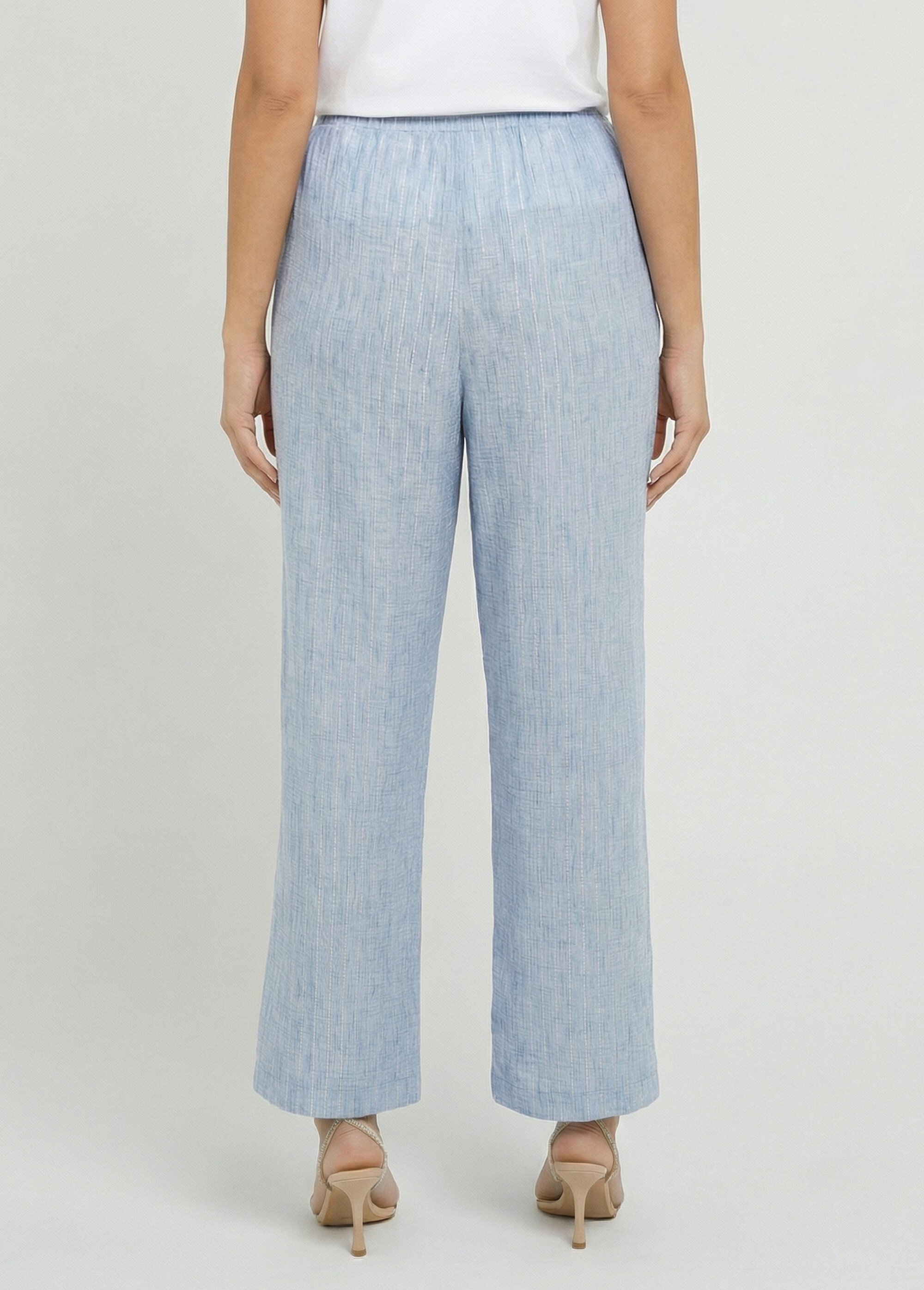 Pantalon tailleur rayé aspect irrégulier