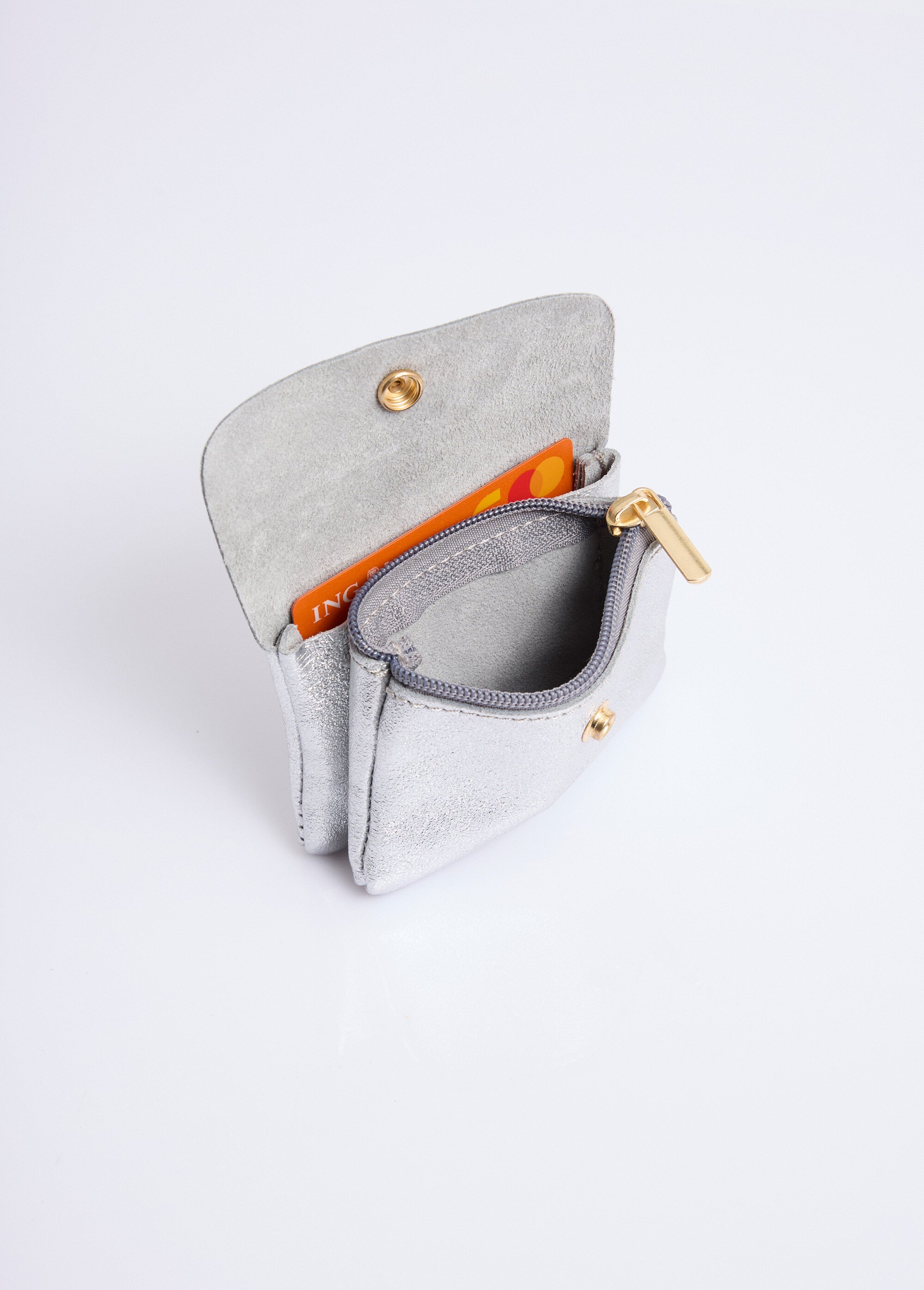 Petit porte monnaie zippé cuir métallisé Femme Argenté NES342W2603 DE2