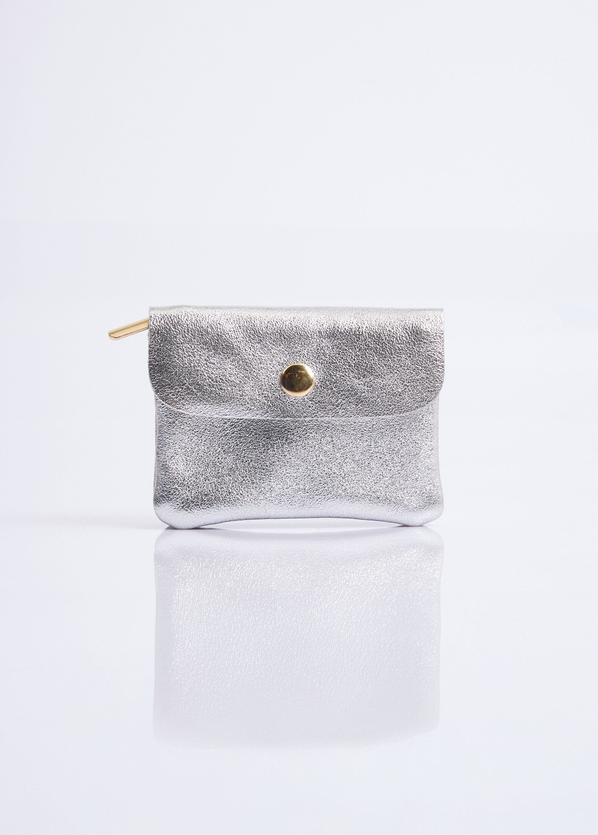 Petit porte monnaie zippé cuir métallisé Femme Argenté NES342W2603 FA1