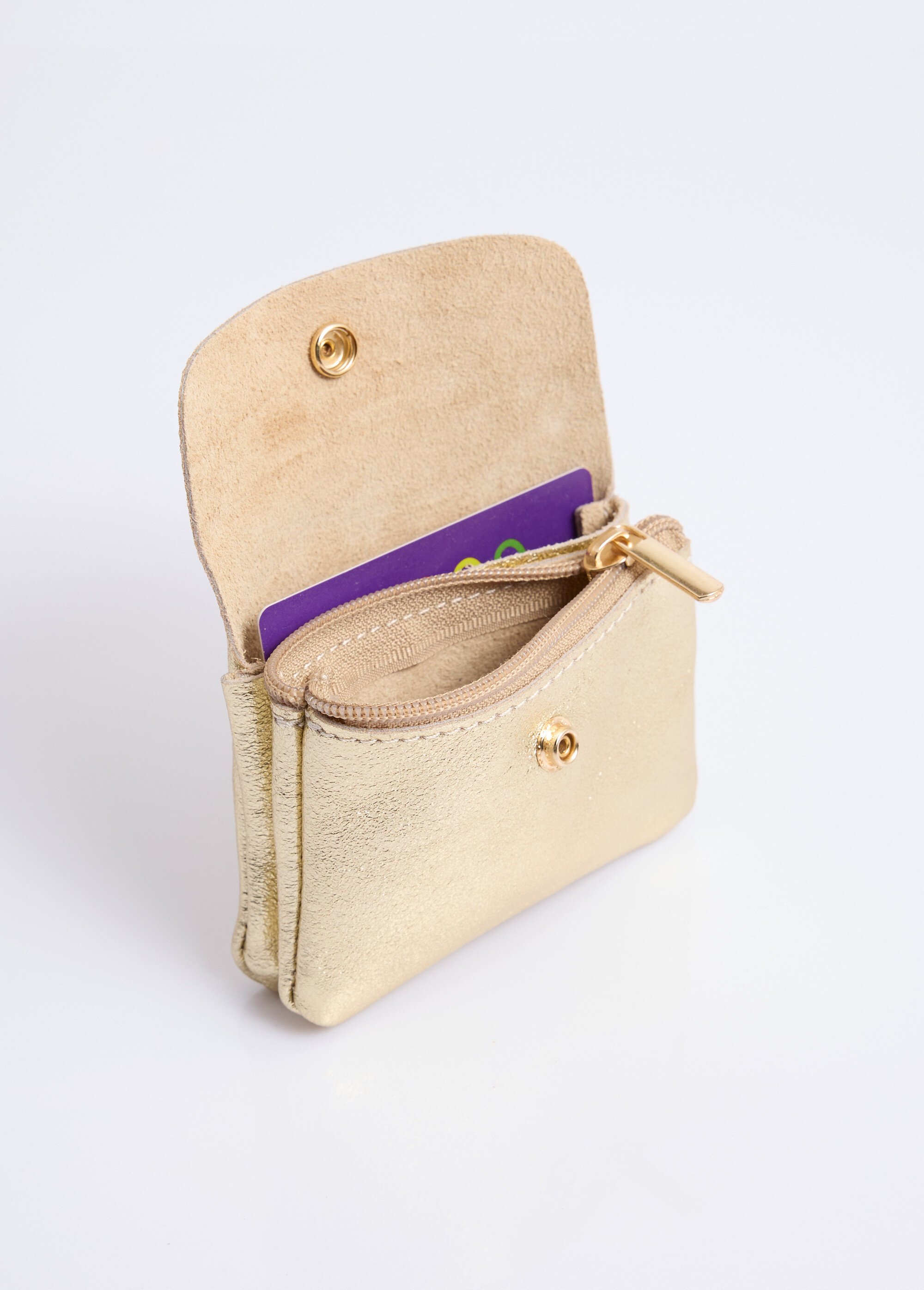 Petit porte monnaie zippé cuir métallisé Femme Doré NES342W2603 DE2