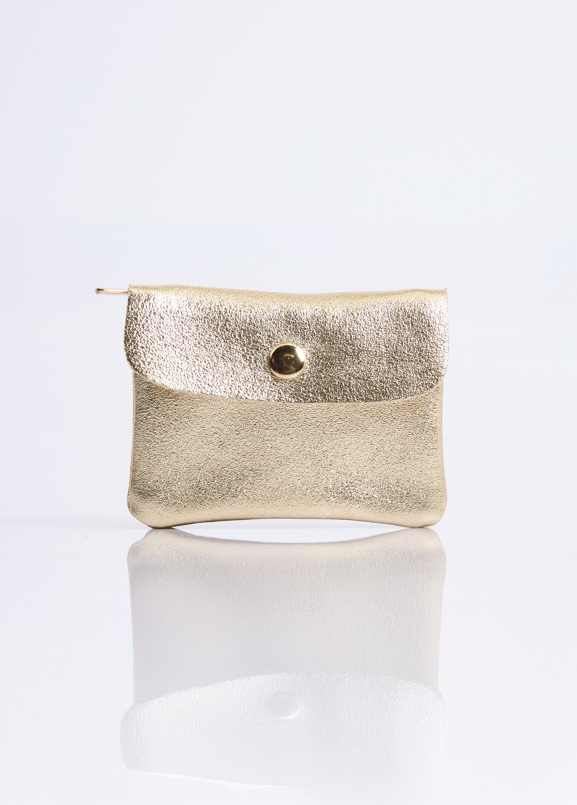 Petit porte monnaie zippé cuir métallisé Femme Doré NES342W2603 FA1