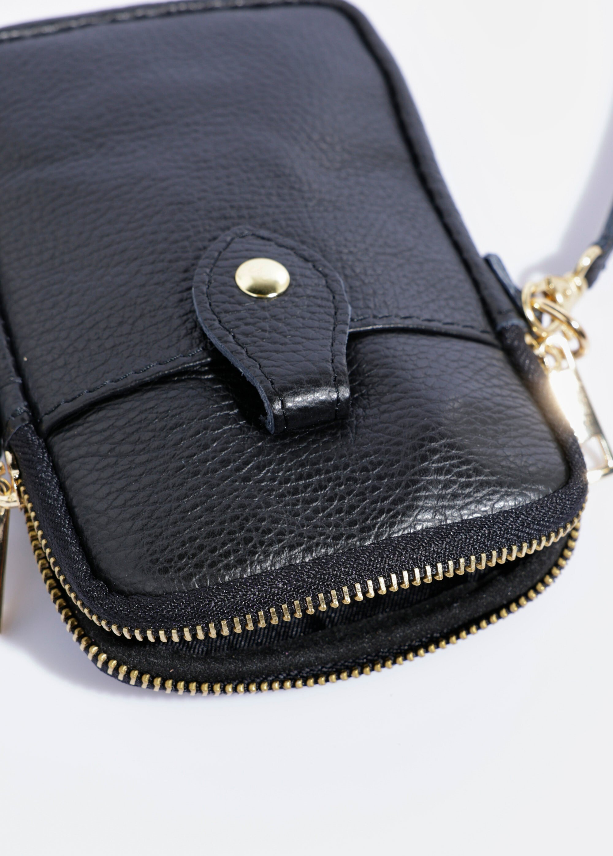 Pochette téléphone zippée en cuir Femme Noir AE-FLZE9013 DE1