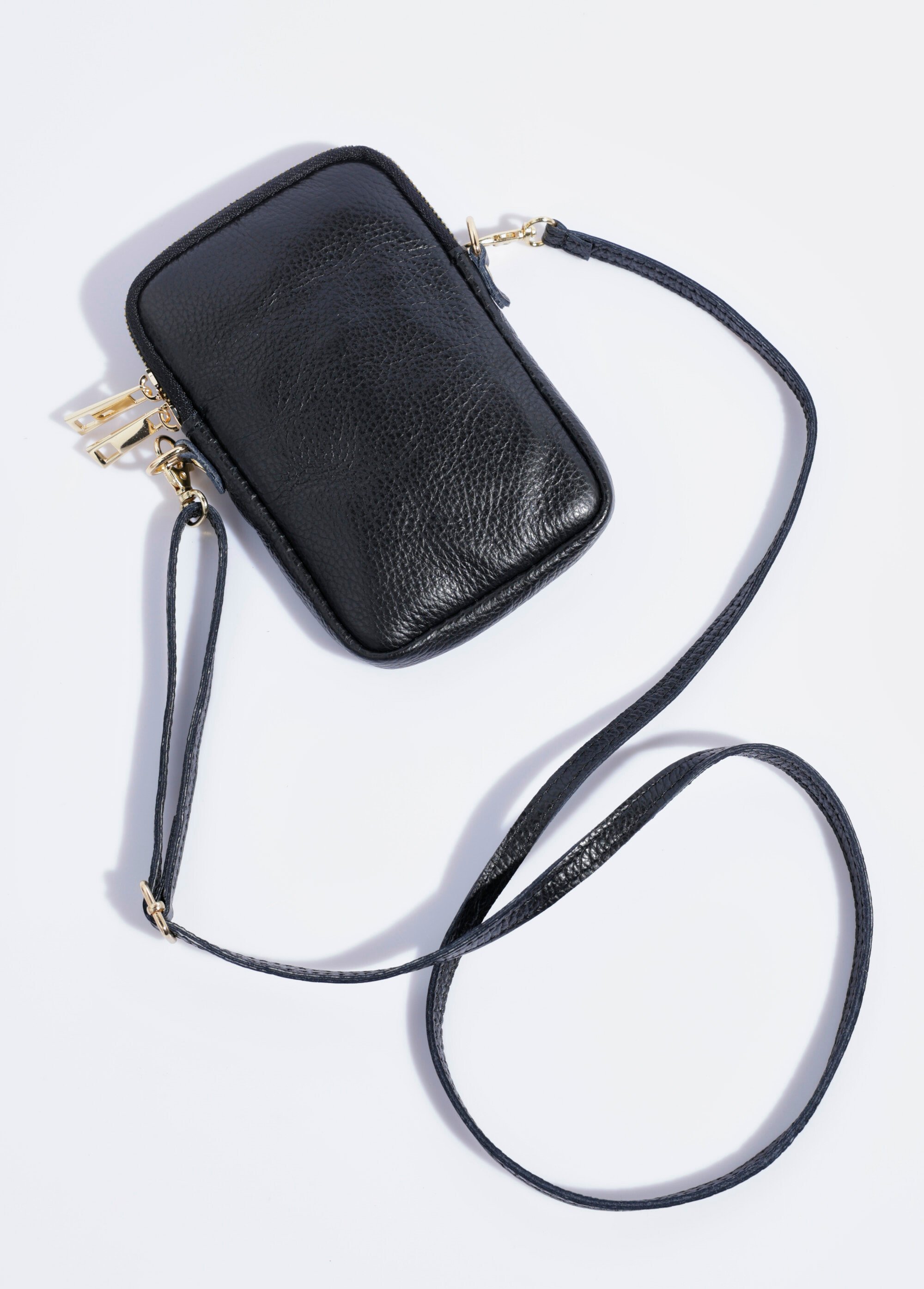 Pochette téléphone zippée en cuir Femme Noir AE-FLZE9013 DO1