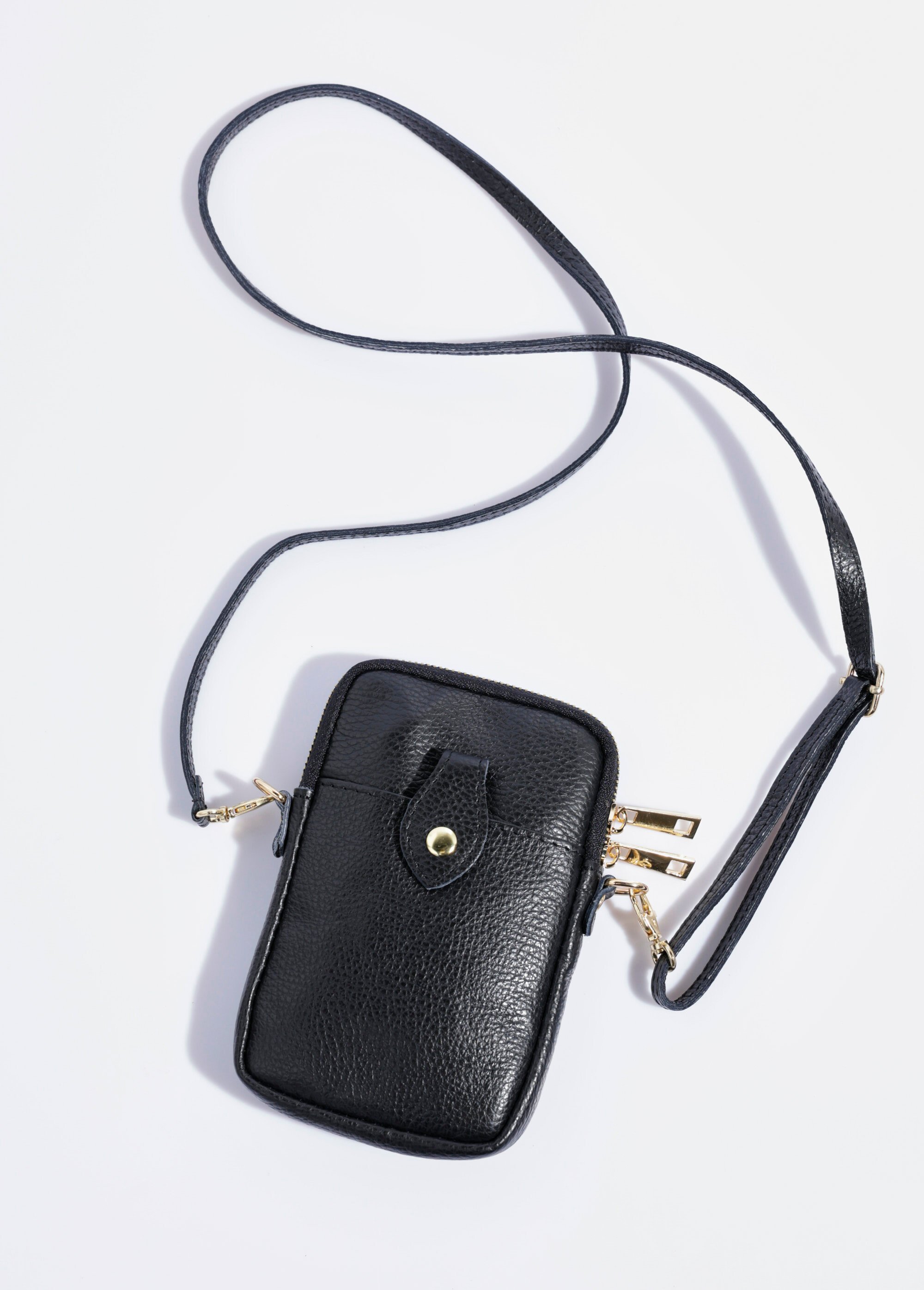 Pochette téléphone zippée en cuir Femme Noir AE-FLZE9013 FA1