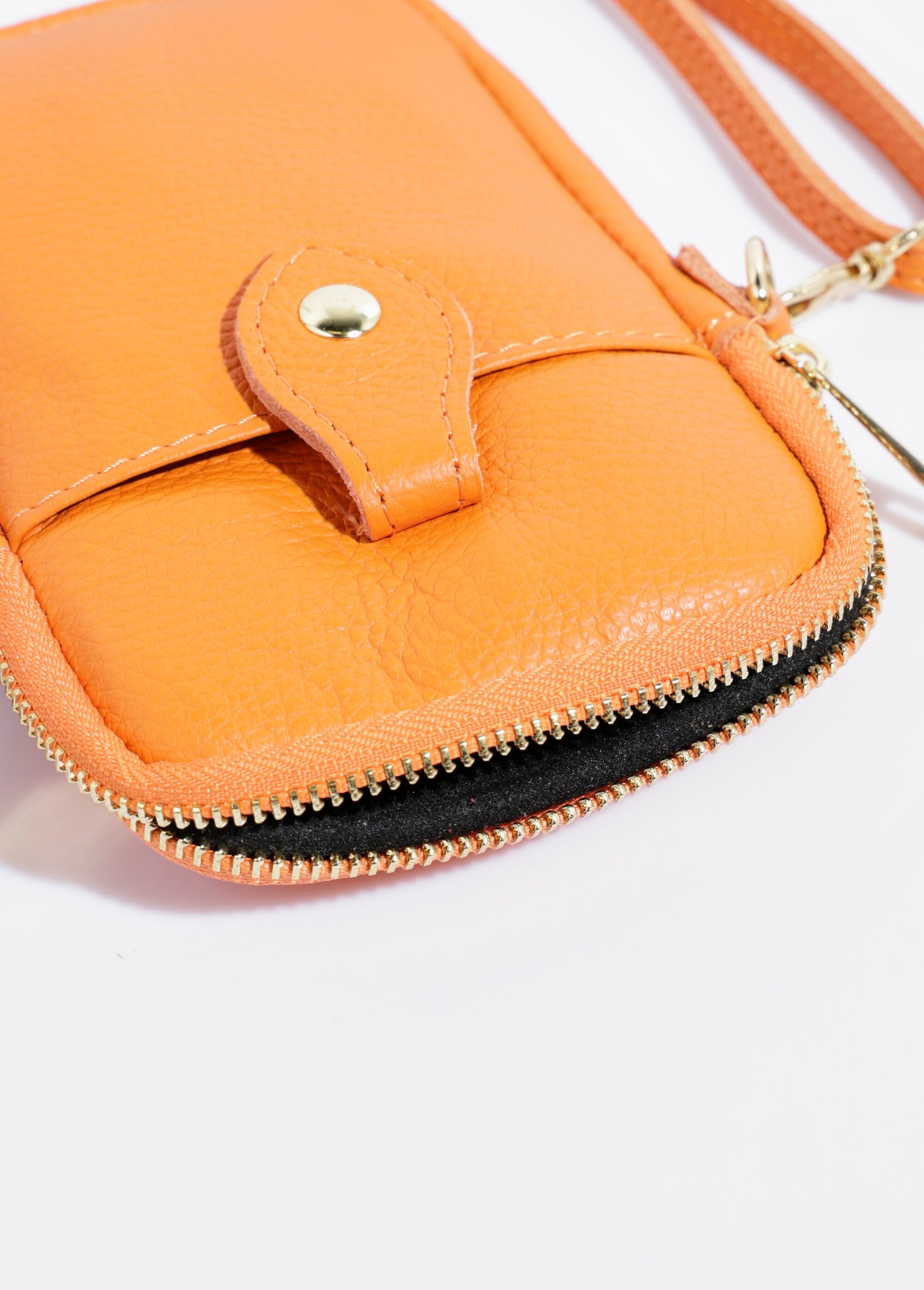 Pochette téléphone zippée en cuir