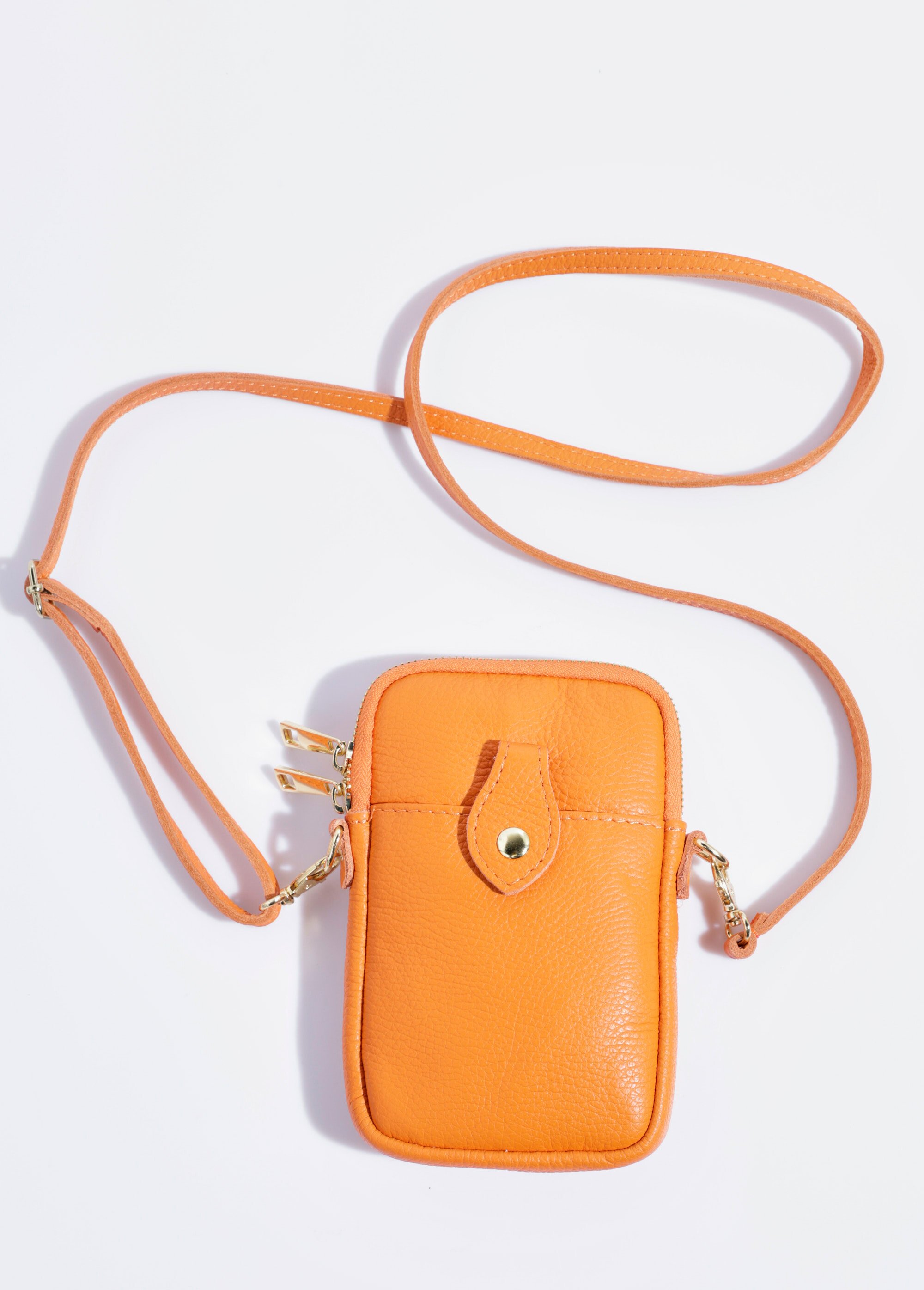 Pochette téléphone zippée en cuir Femme Orange AE-FLZE9013 FA1
