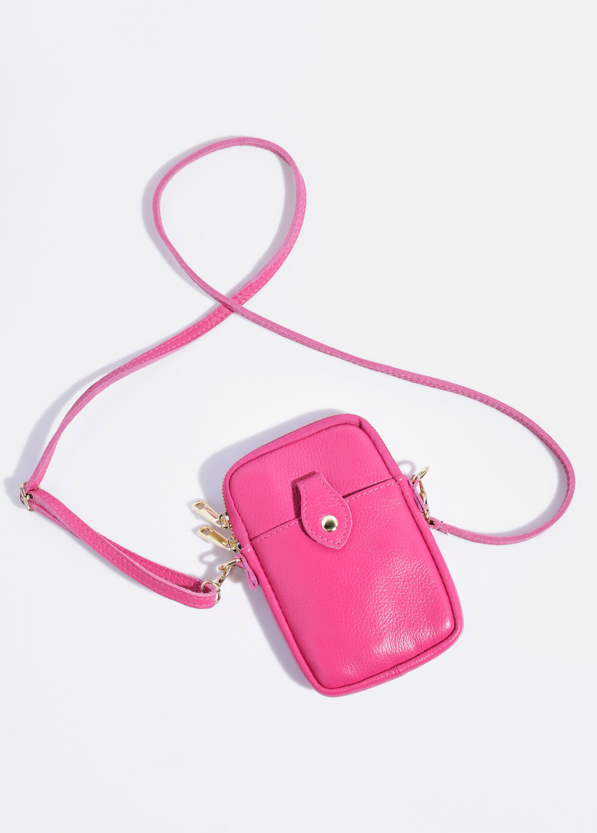 Pochette téléphone zippée en cuir