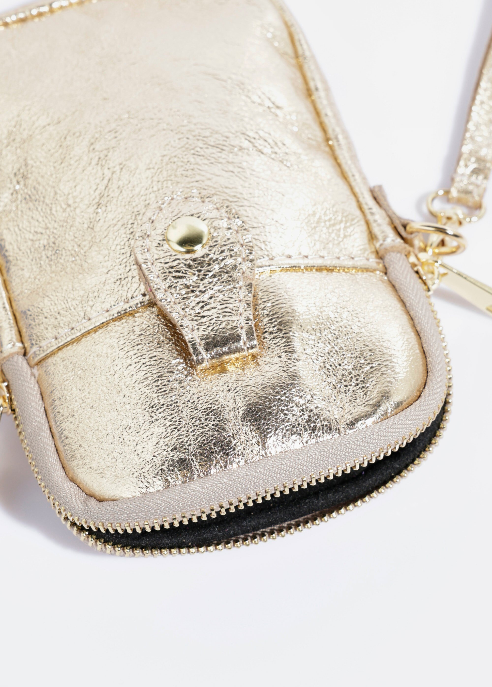 Pochette téléphone zippée en cuir Femme Doré AE-FLZE9013 DE1