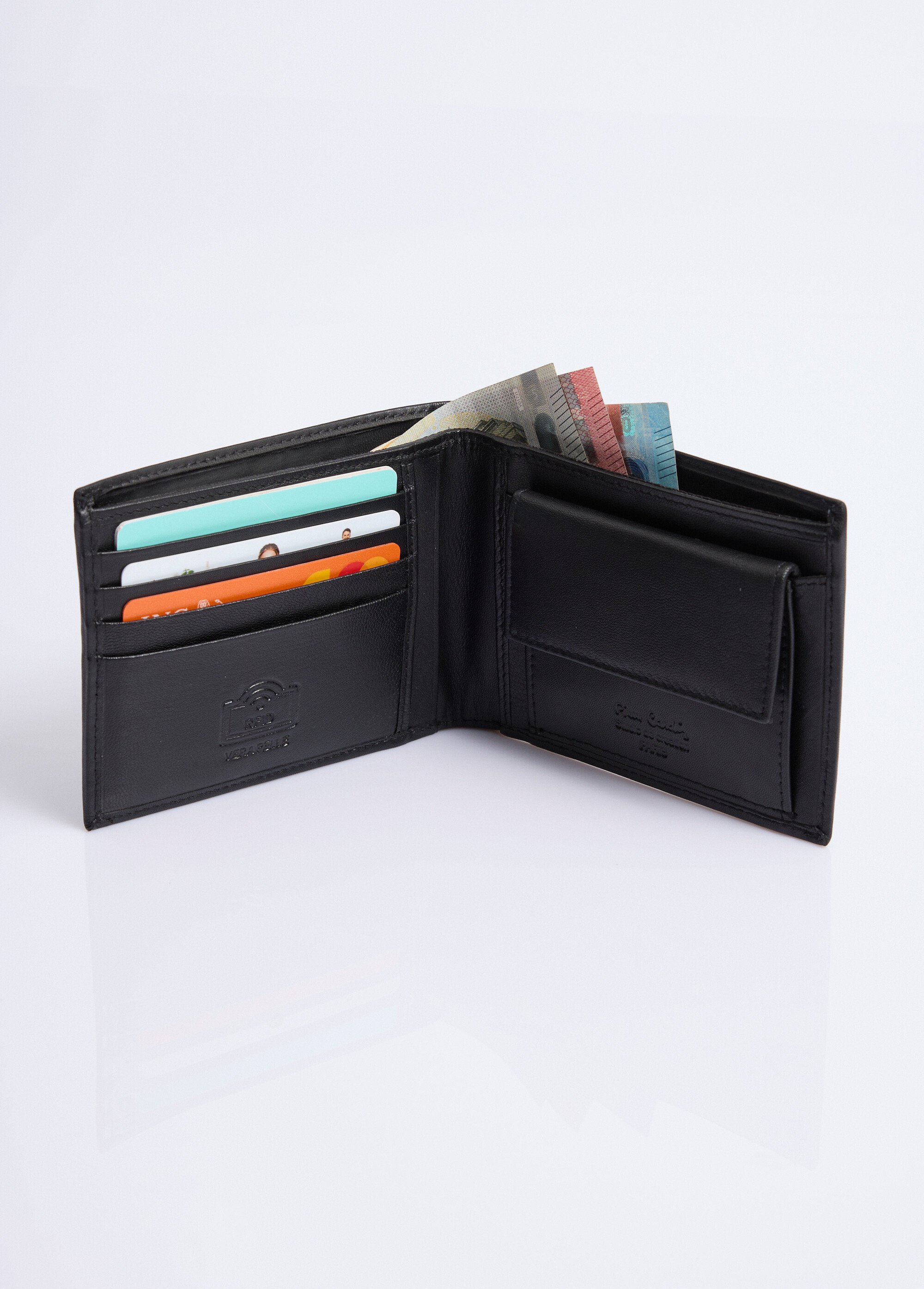 Portefeuille anti RFID compact en cuir Homme Noir NES333W2437 DE2