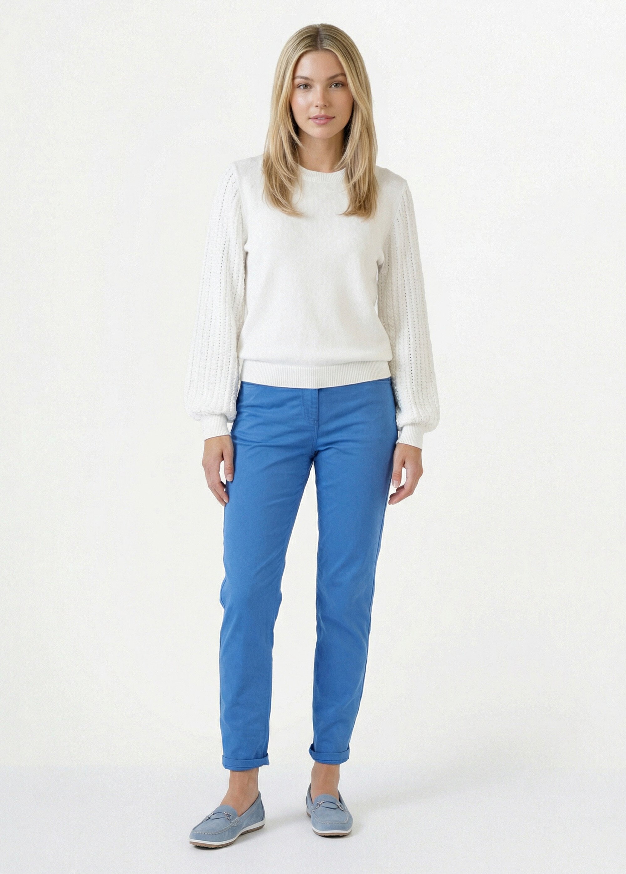 Pull en tricot manches fantaisie Femme Blanc MELISSA SF1