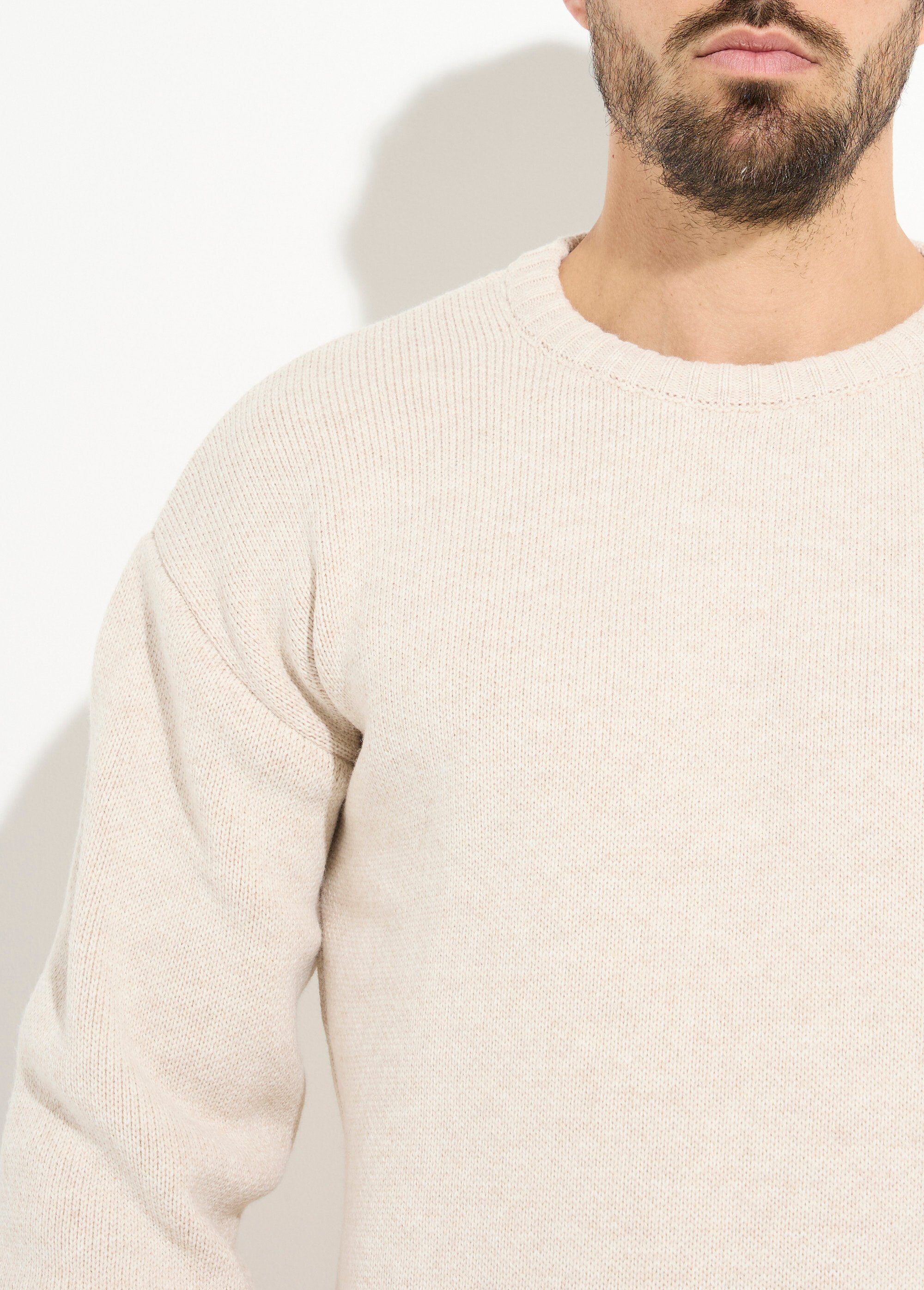 Pull épais col rond et maille torsadée