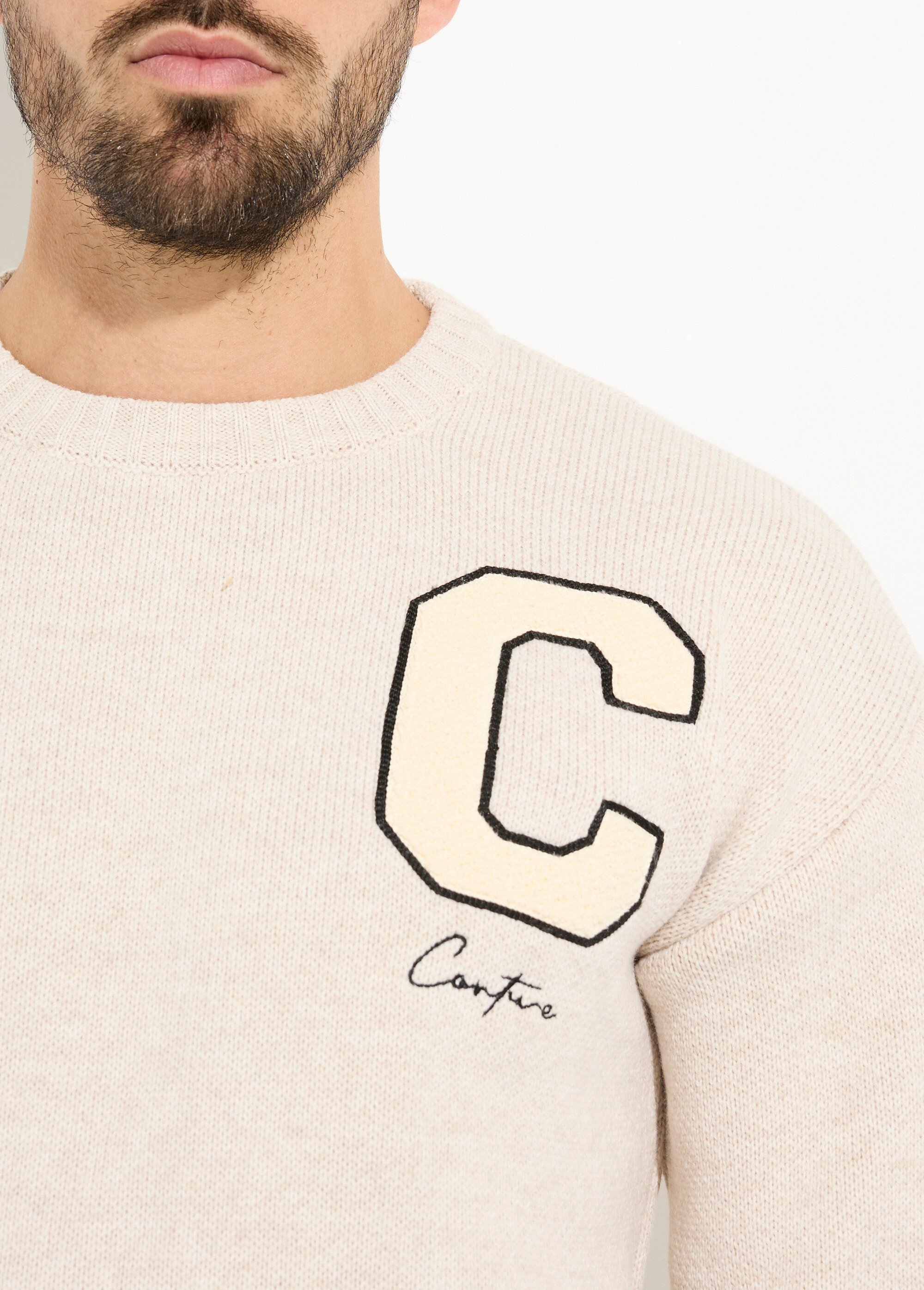 Pull épais en maille avec patch poitrine