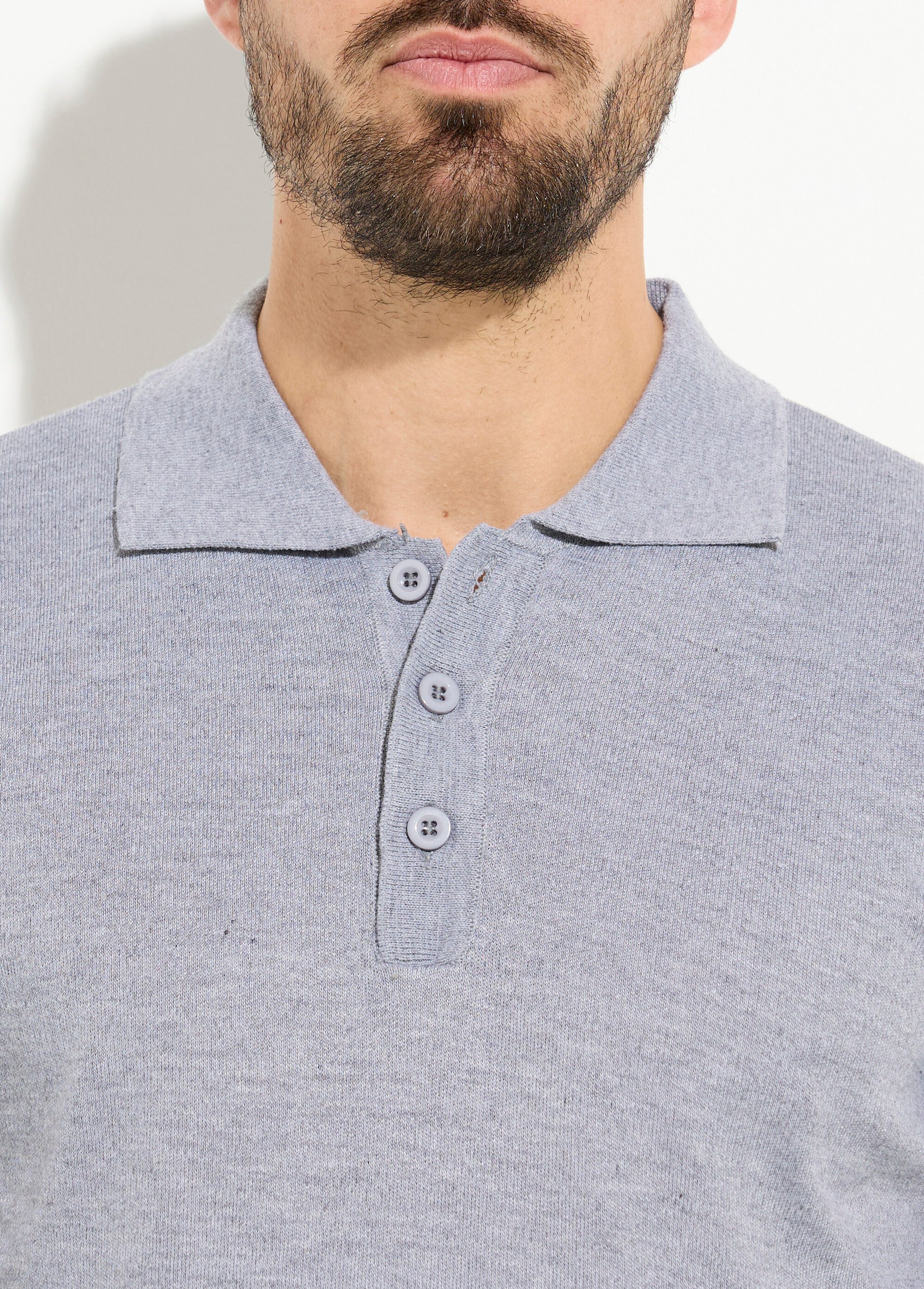 Pull maille fine avec laine et col polo