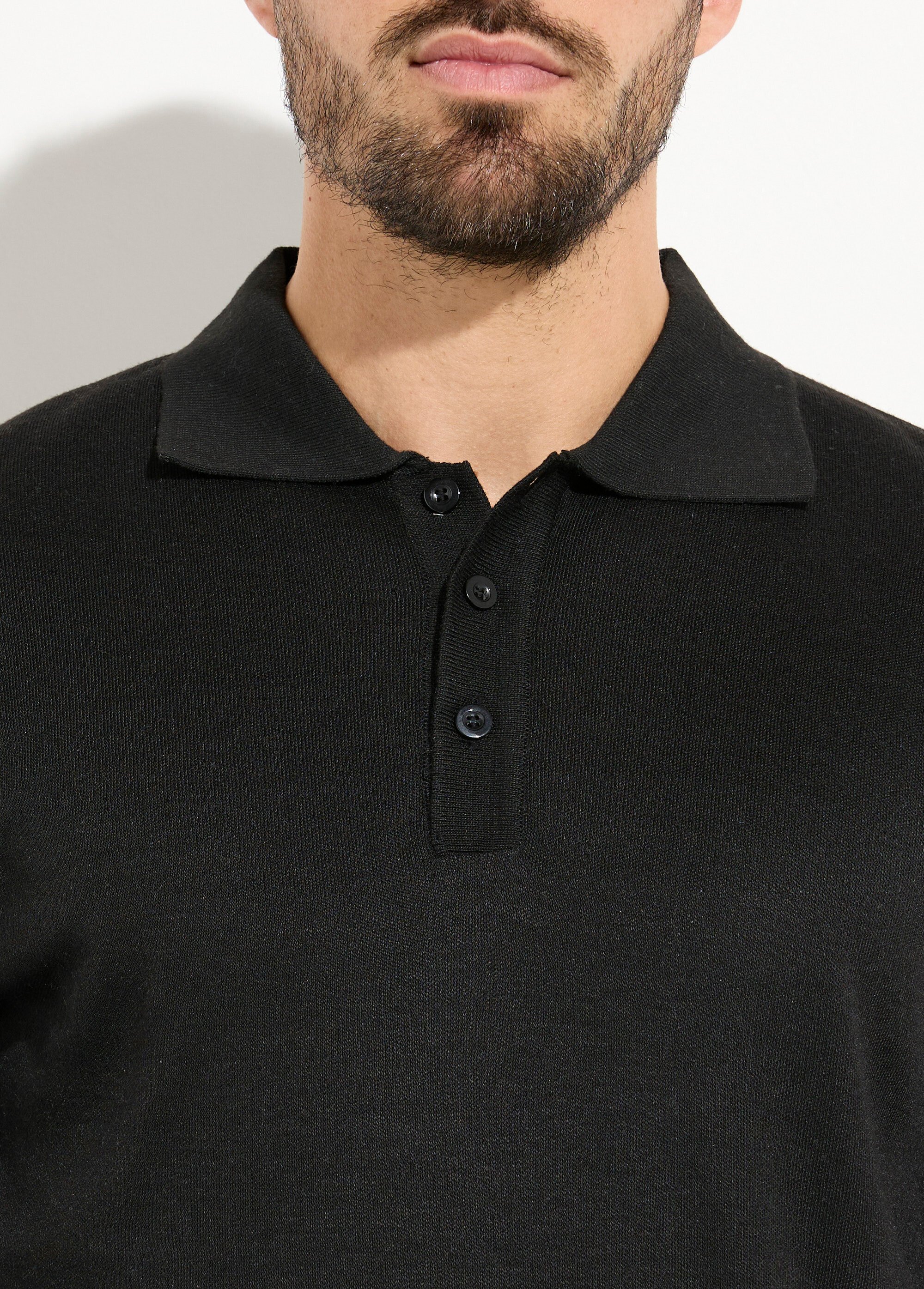 Pull maille fine avec laine et col polo