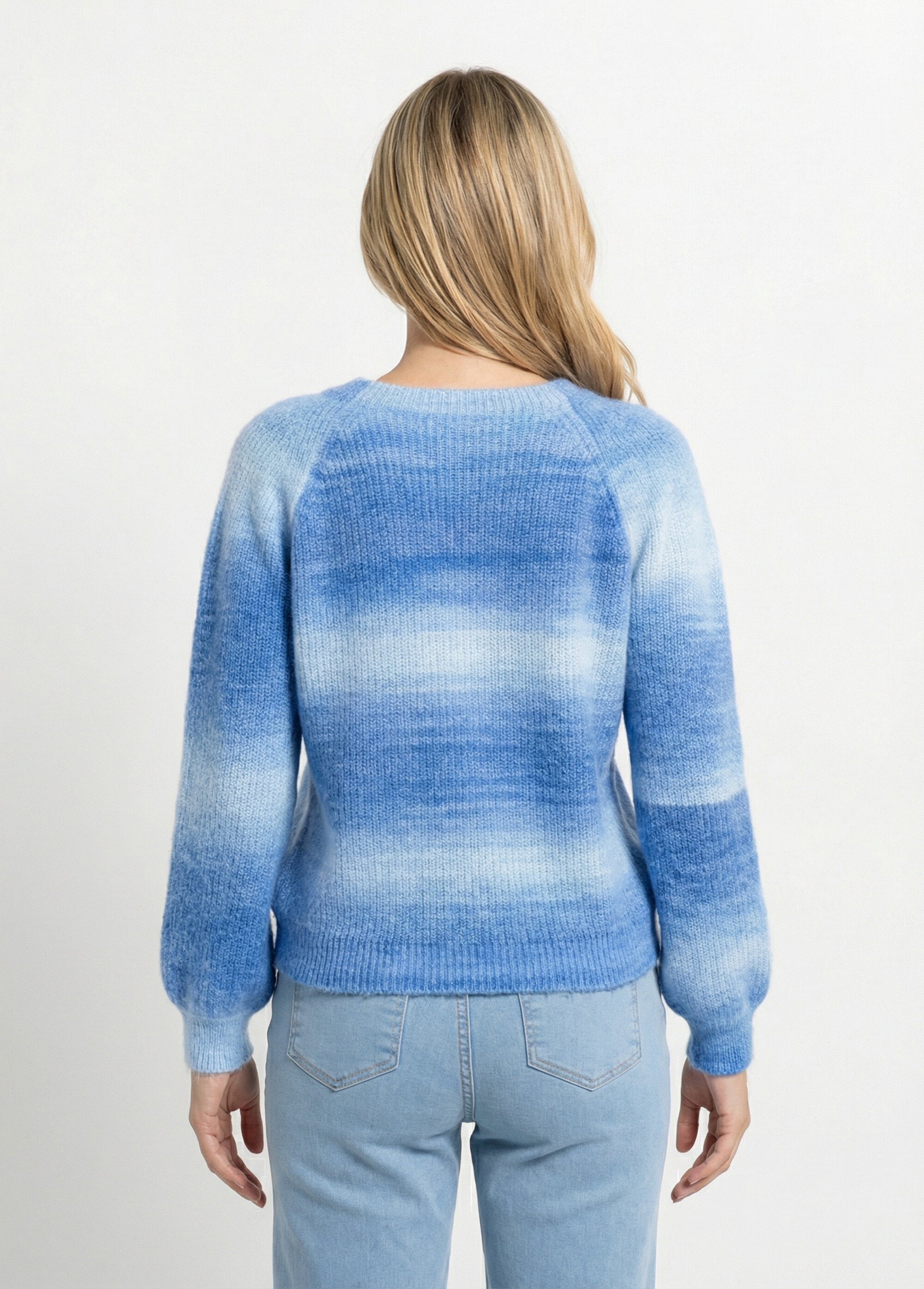 Pull raglan maille poilue effet tie & dye