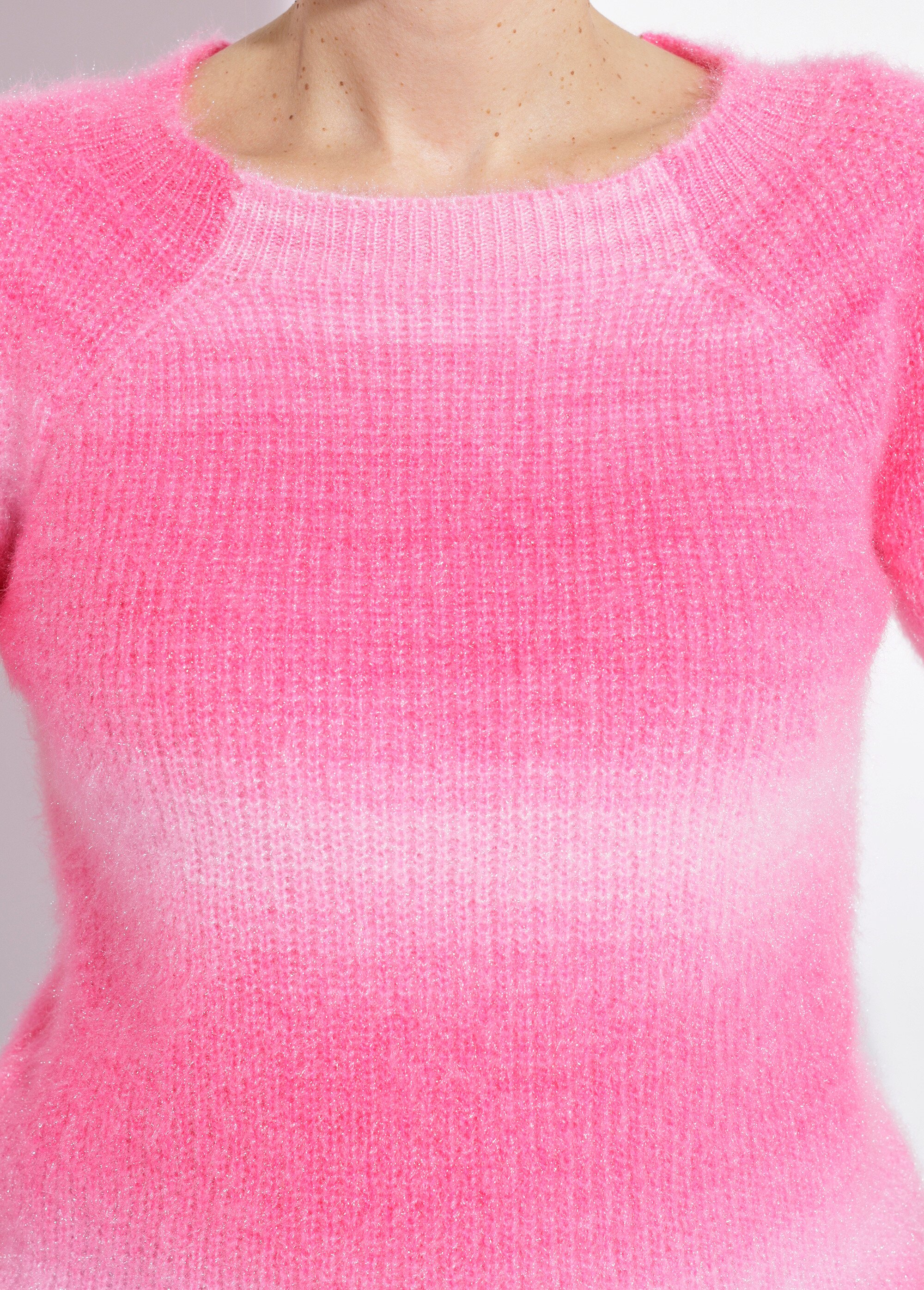Pull raglan maille poilue effet tie & dye Femme Rose MAURY DE1