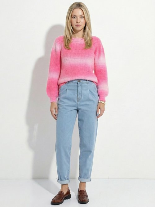 Pull raglan maille poilue effet tie & dye Femme Rose MAURY SF1