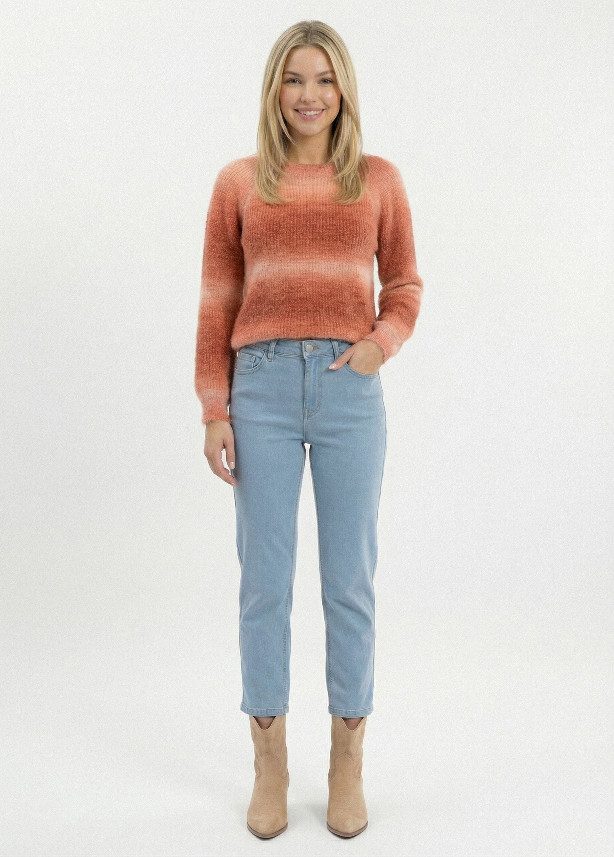 Pull raglan maille poilue effet tie & dye Femme Marron MAURY SF1