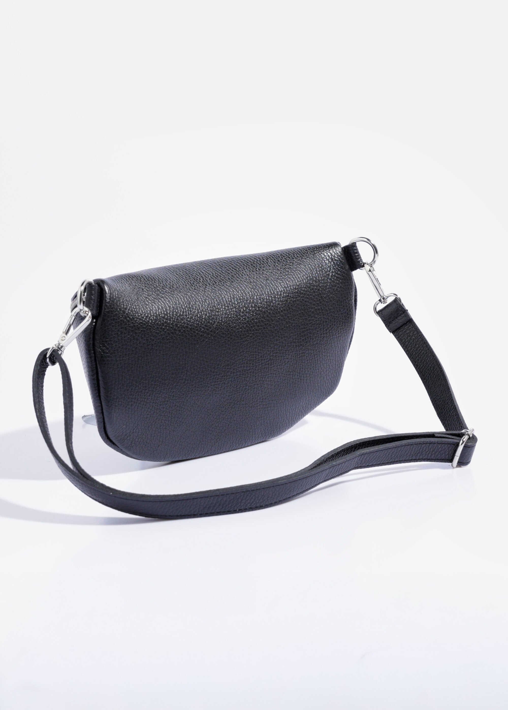 Sac banane double zip en cuir Femme Noir AE-FLZE9004 DO1