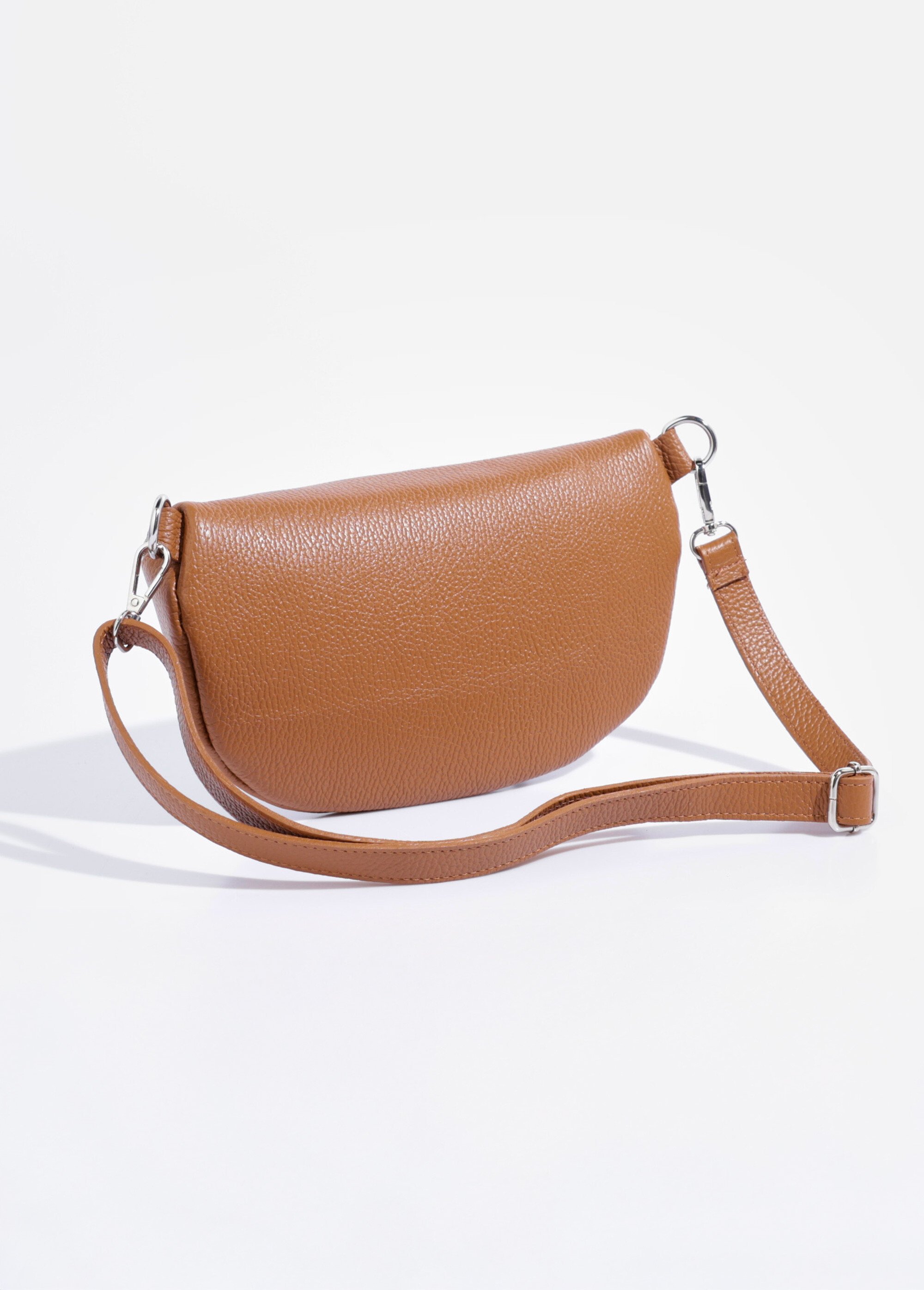 Sac banane double zip en cuir Femme Marron AE-FLZE9004 DO1