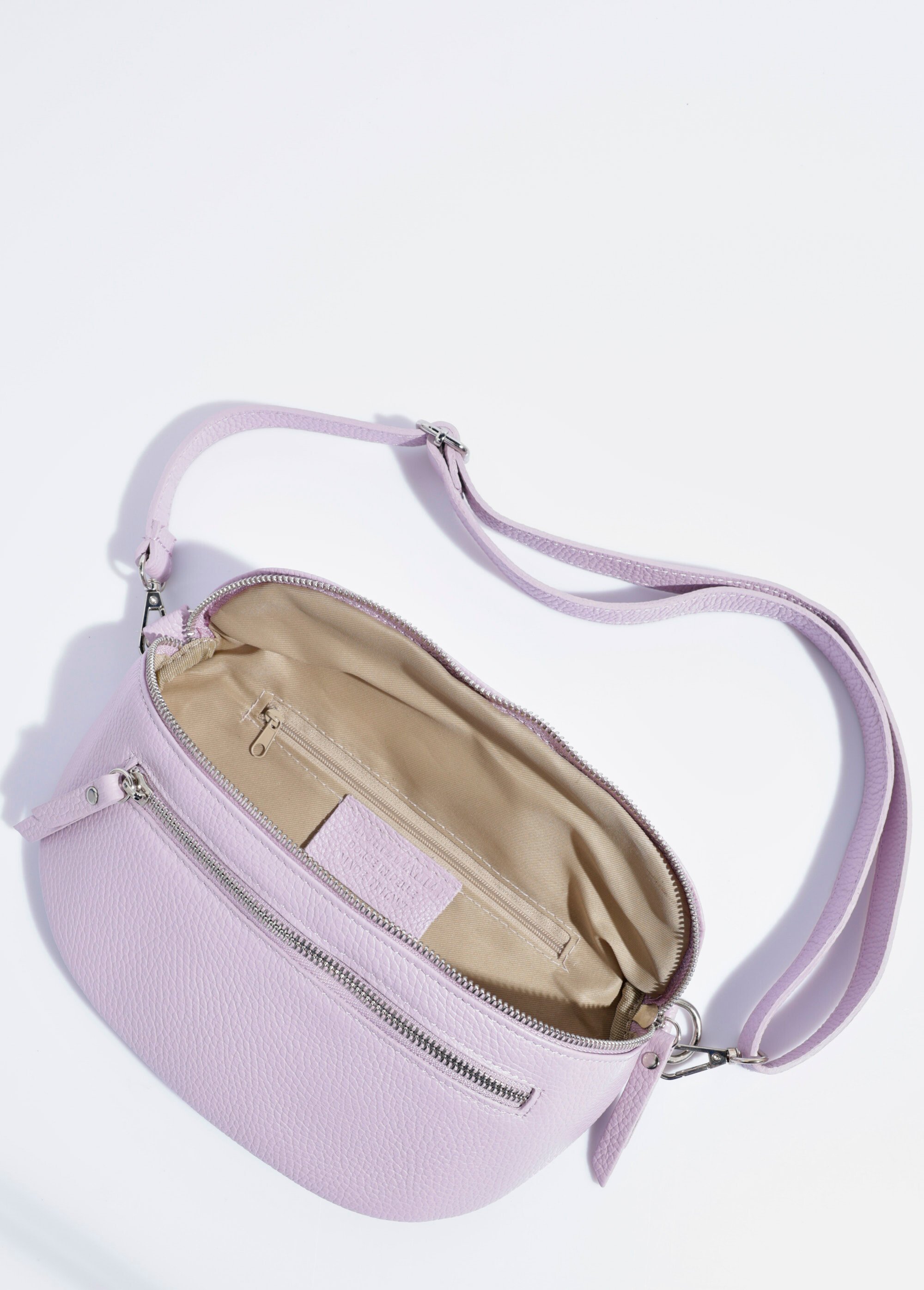 Sac banane double zip en cuir Femme Violet AE-FLZE9004 DE1